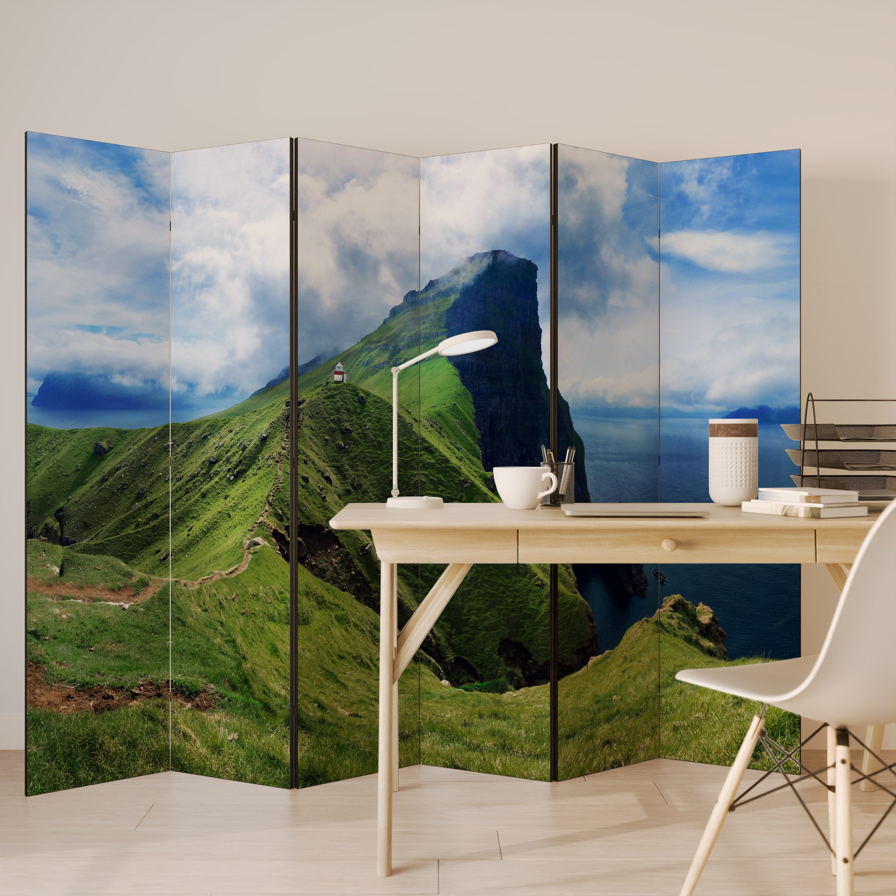 Dekorativer Raumteiler „Cliffs of Tranquility“ mit 6 Paneelen