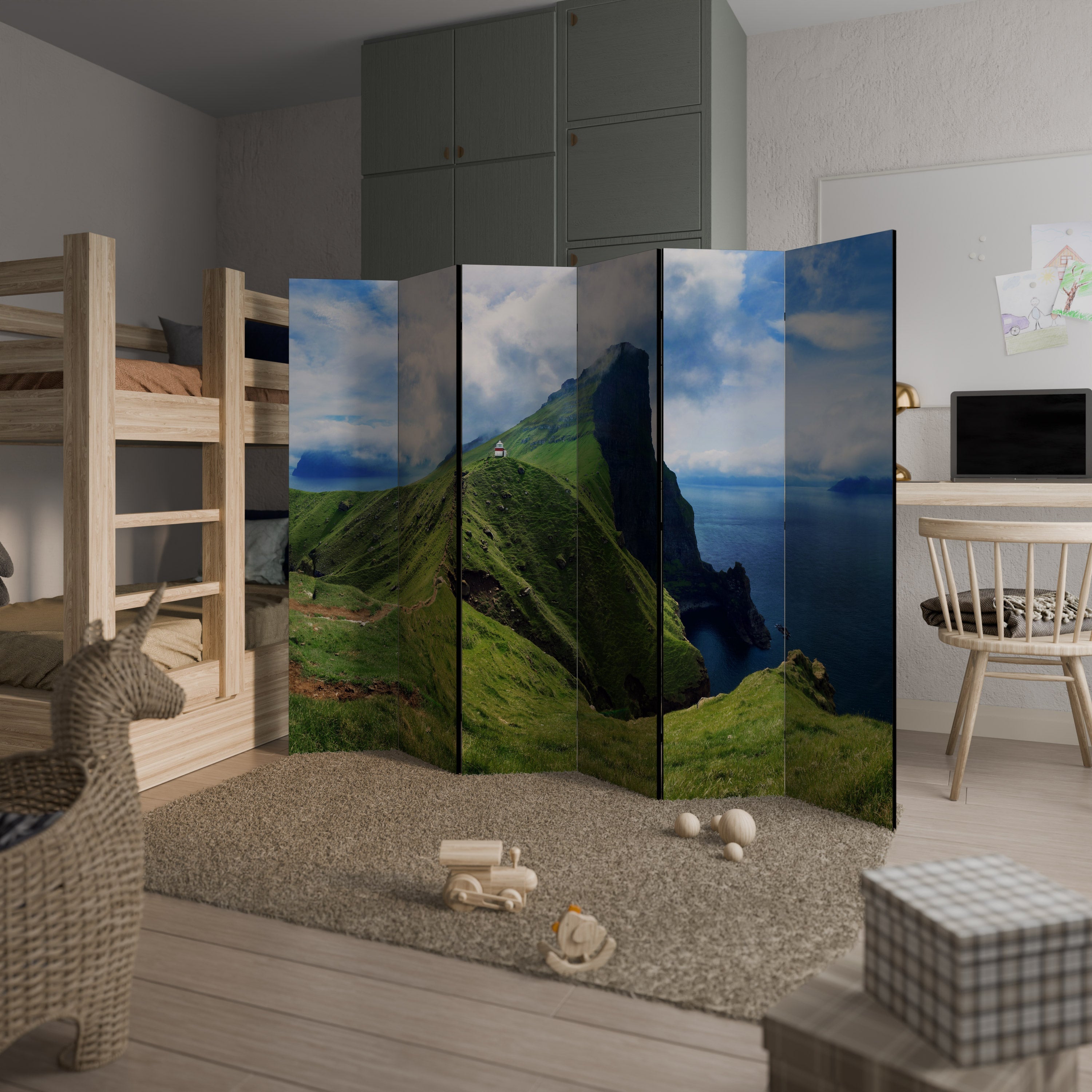 Dekorativer Raumteiler „Cliffs of Tranquility“ mit 6 Paneelen