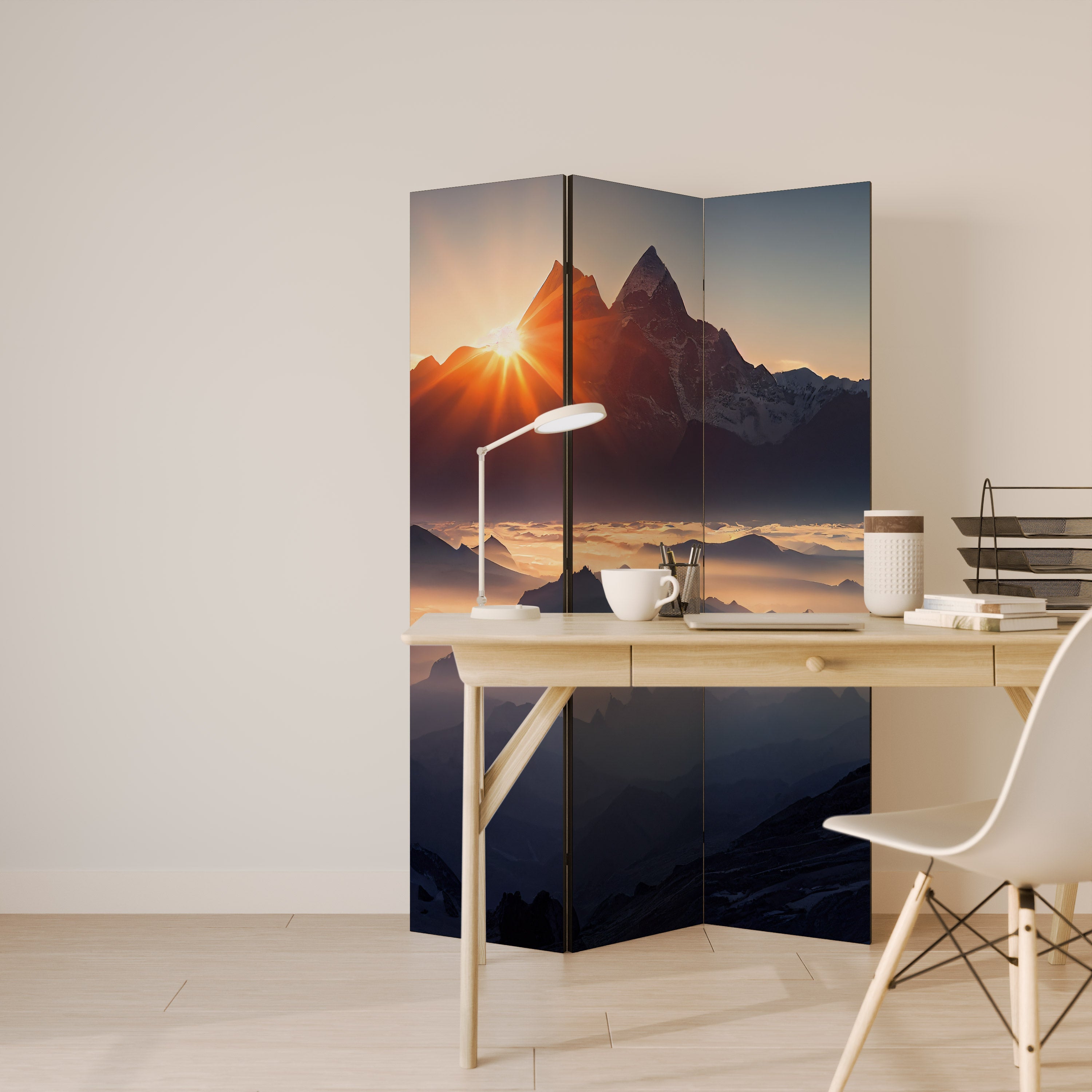 MOUNTAINS AT DAWN Dekorativer 3-teiliger Raumteiler