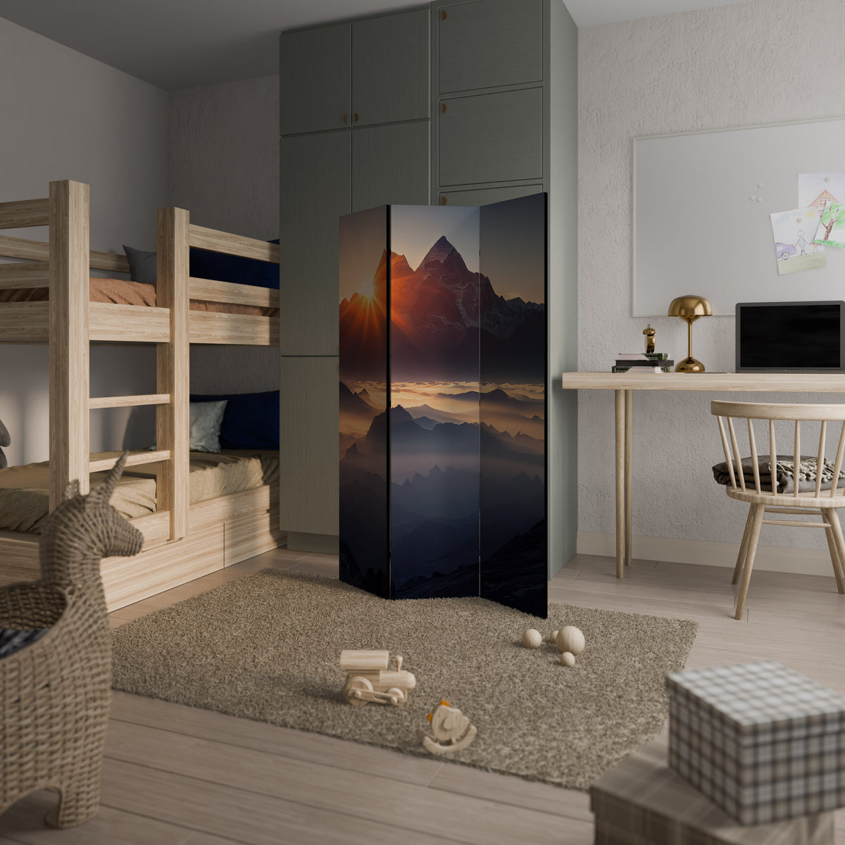 MOUNTAINS AT DAWN 3-teiliger Paravent