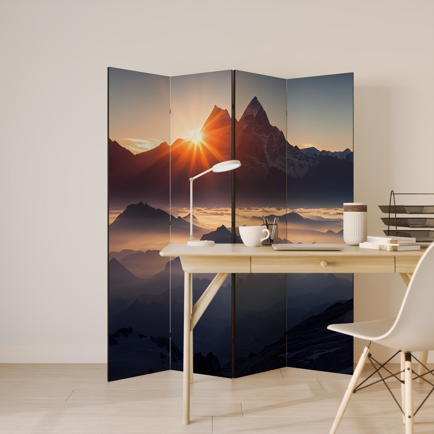 MOUNTAINS AT DAWN 4-teiliger Paravent