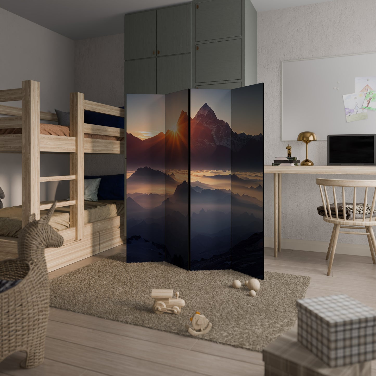 MOUNTAINS AT DAWN 4-teiliger Paravent
