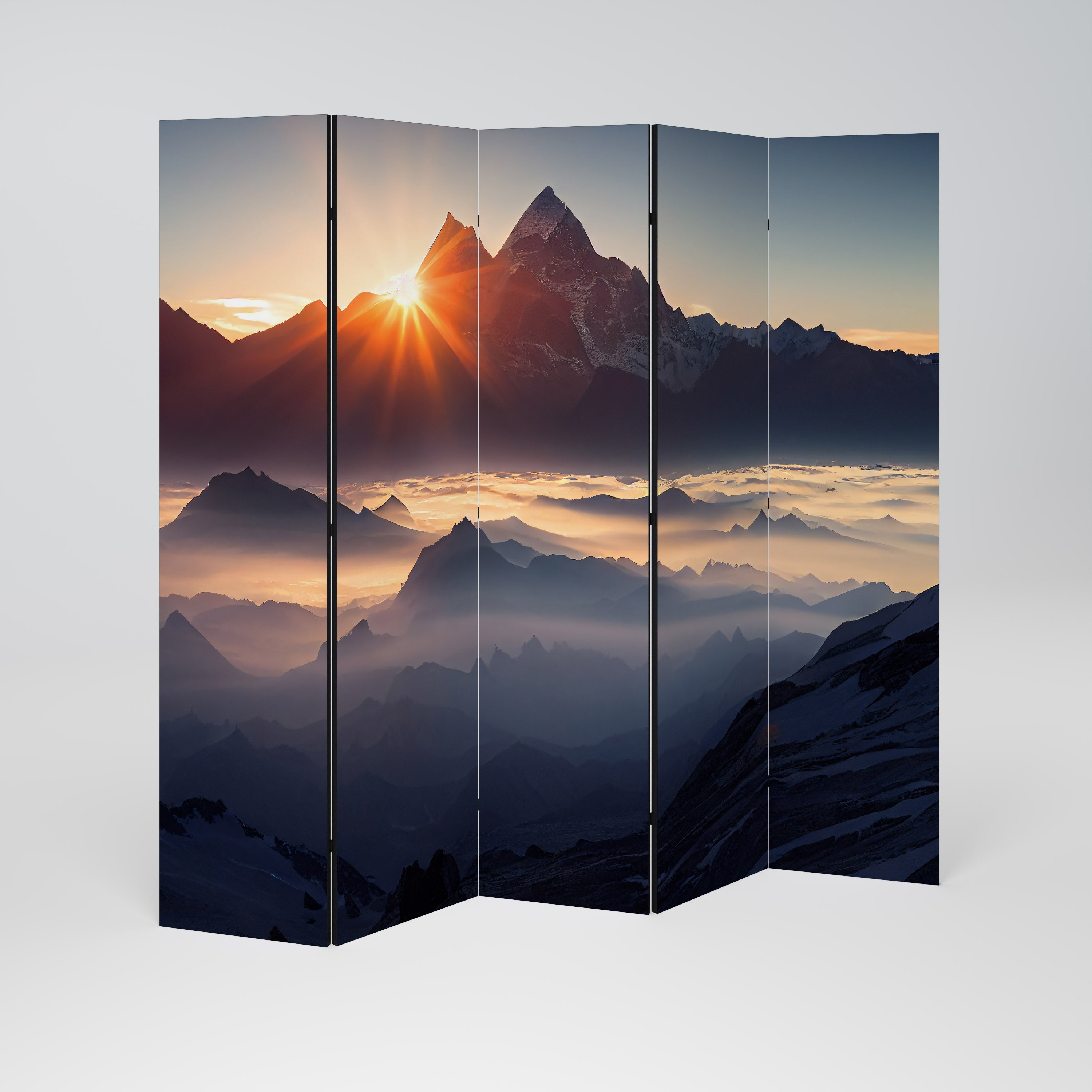 MOUNTAINS AT DAWN Dekorativer 5-teiliger Raumteiler