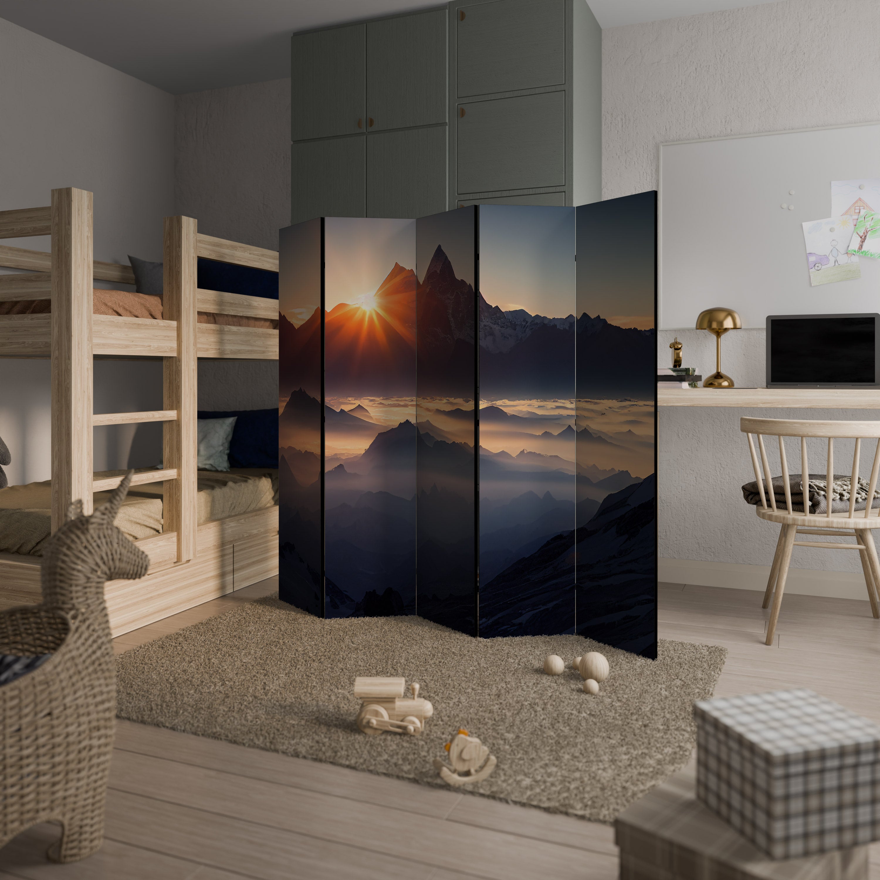 MOUNTAINS AT DAWN 5-teiliger Paravent