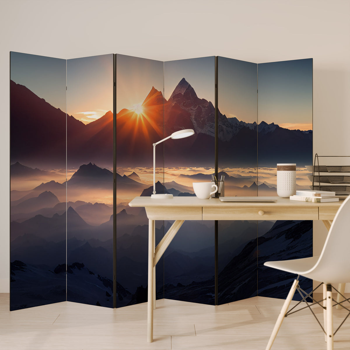 MOUNTAINS AT DAWN 6-teiliger Paravent