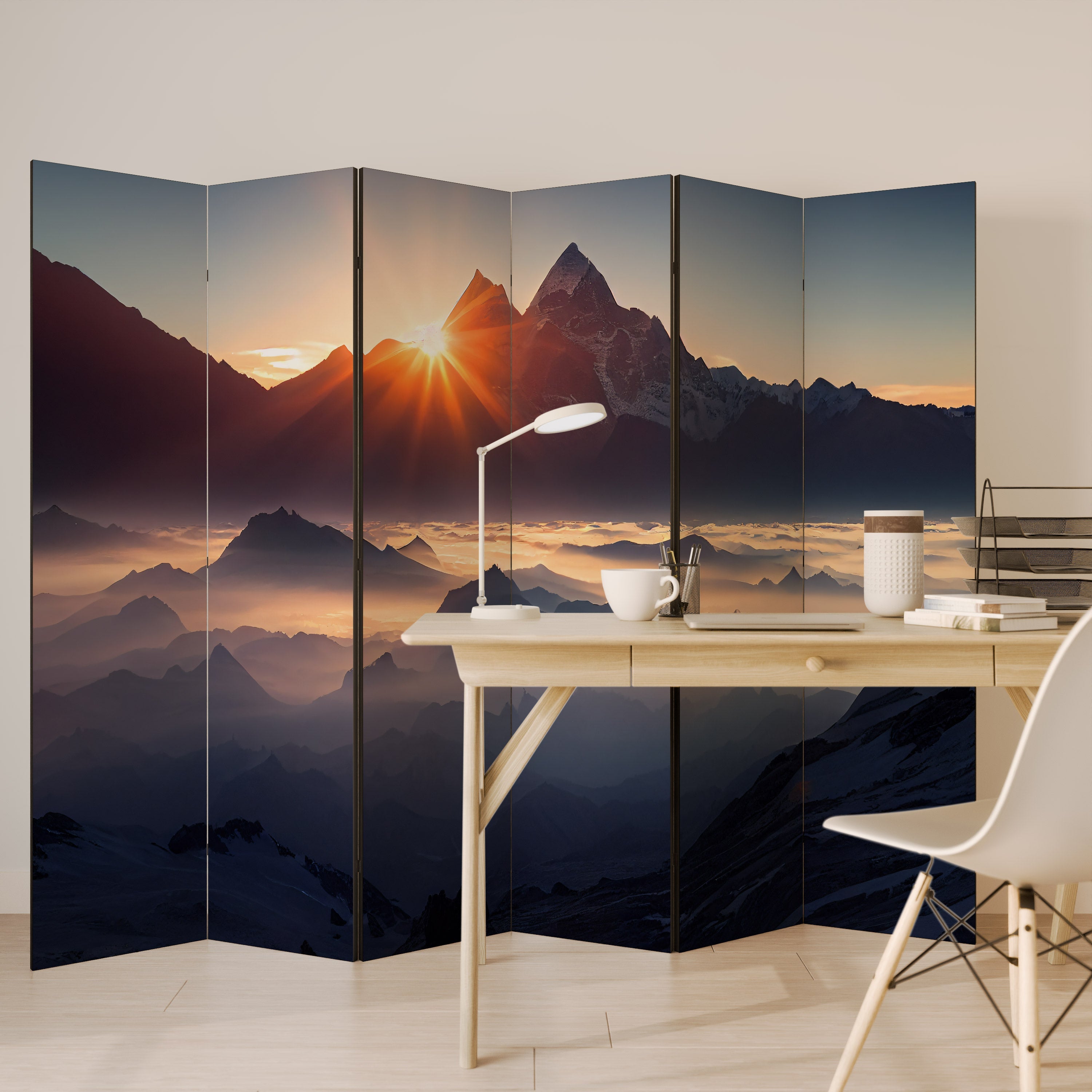 MOUNTAINS AT DAWN Dekorativer 6-teiliger Raumteiler