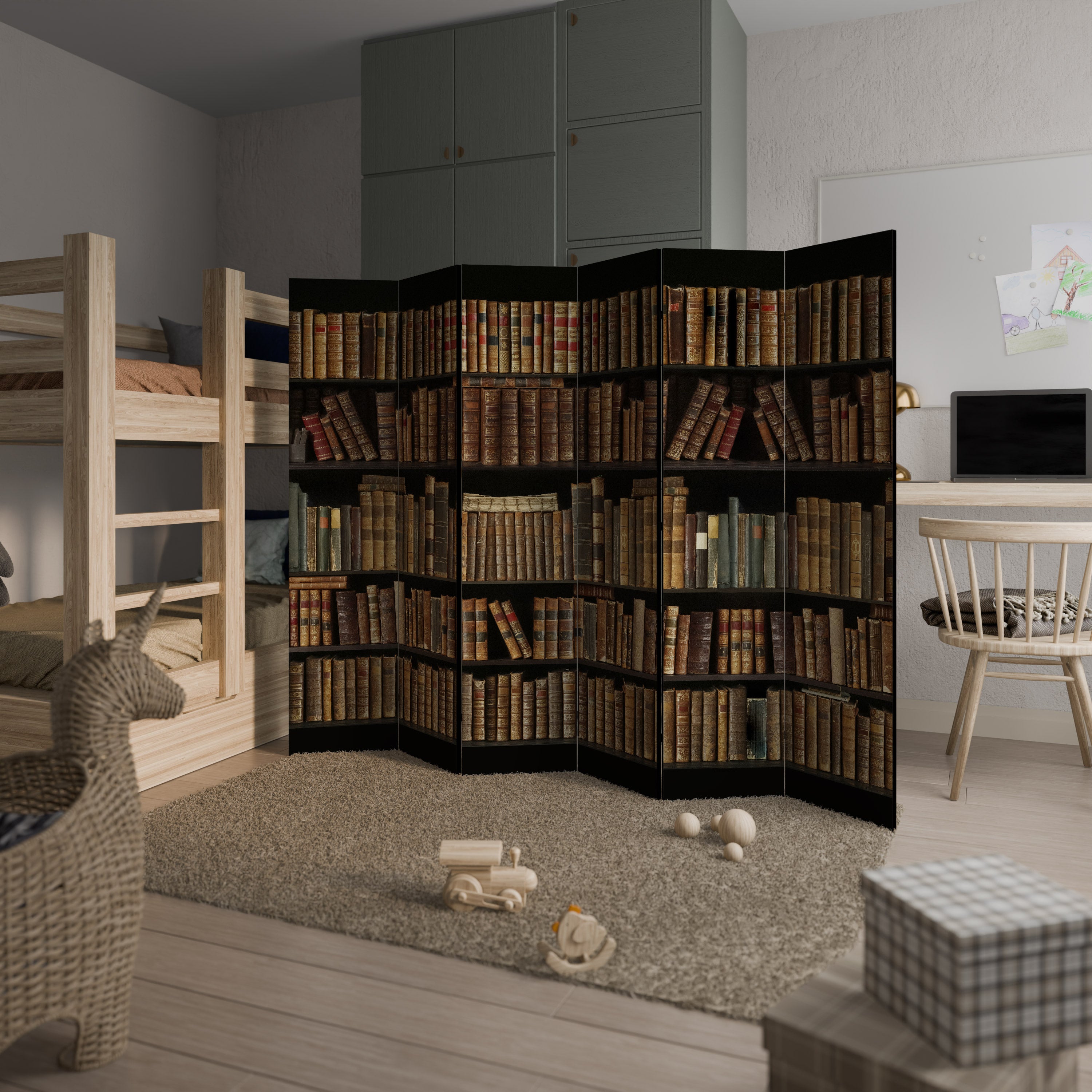 SHELVES OF TIME 6-Panel Room Divider