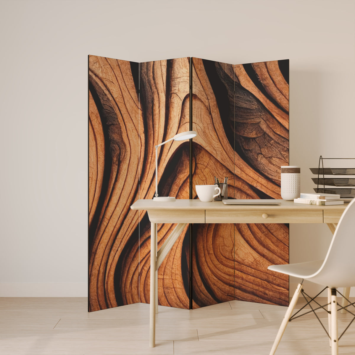 WOODEN WAVES UNFOLDED 4-teiliger Paravent