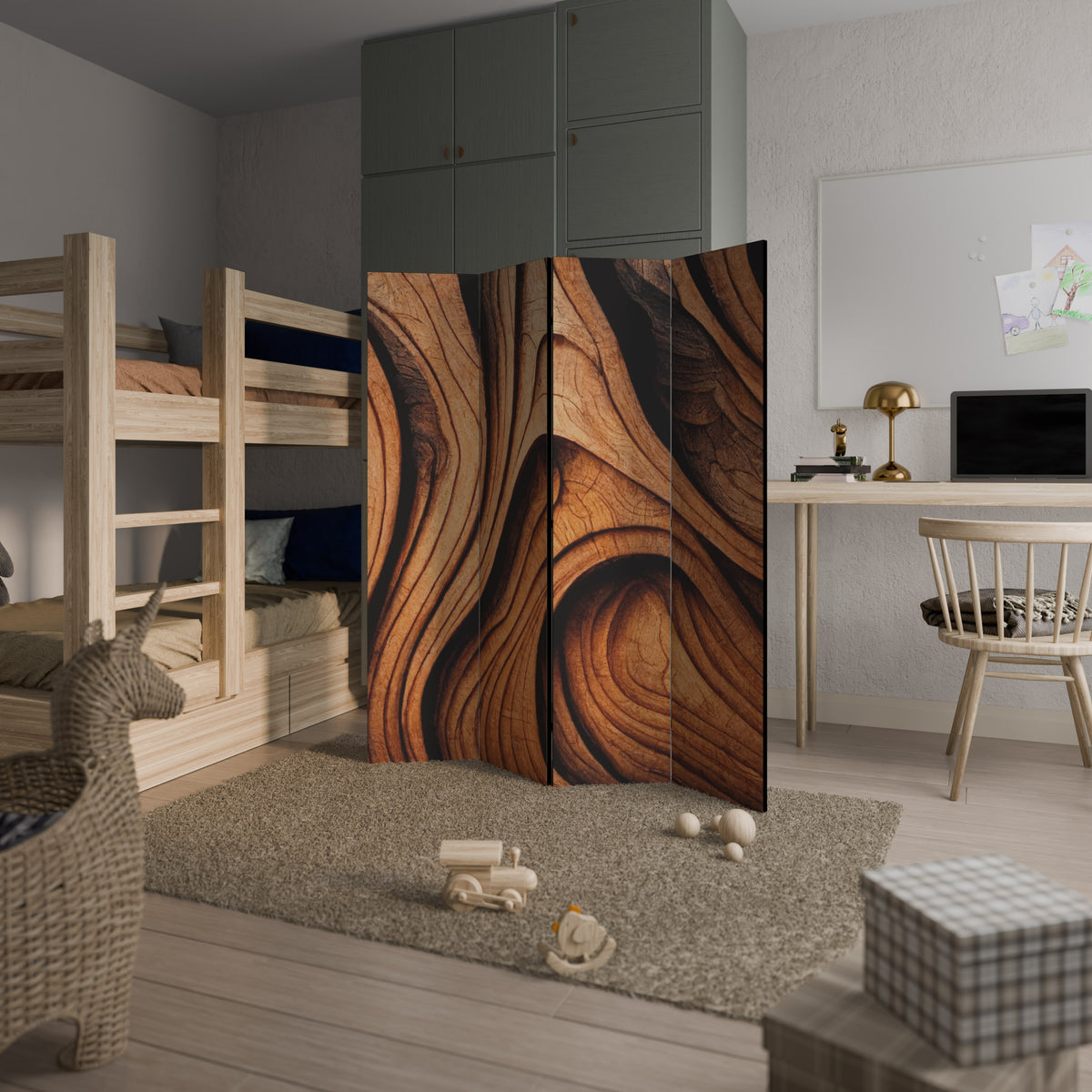 WOODEN WAVES UNFOLDED 4-teiliger Paravent