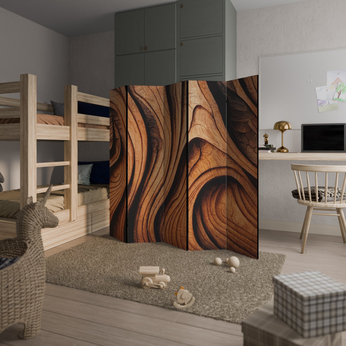 WOODEN WAVES UNFOLDED 5-teiliger Paravent