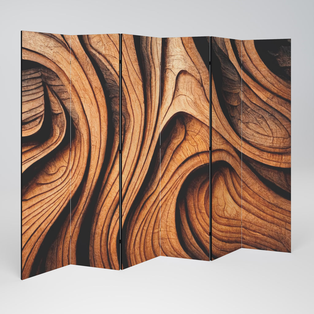 WOODEN WAVES UNFOLDED Dekorativer 6-teiliger Raumteiler