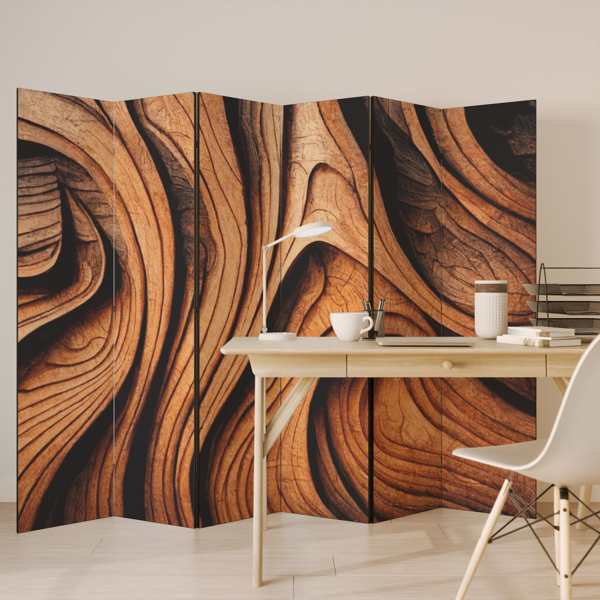 WOODEN WAVES UNFOLDED 6-teiliger Paravent