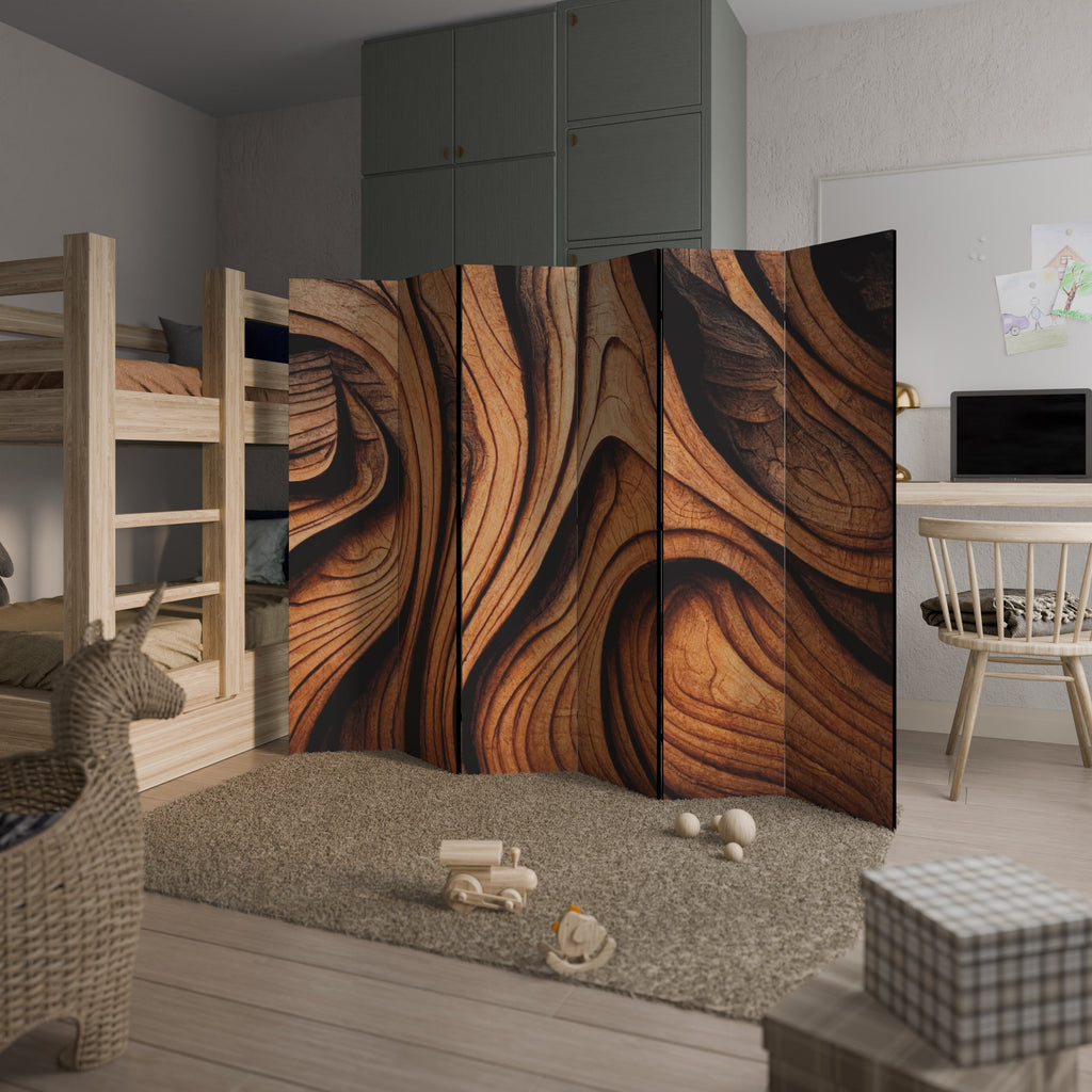 WOODEN WAVES UNFOLDED Dekorativer 6-teiliger Raumteiler