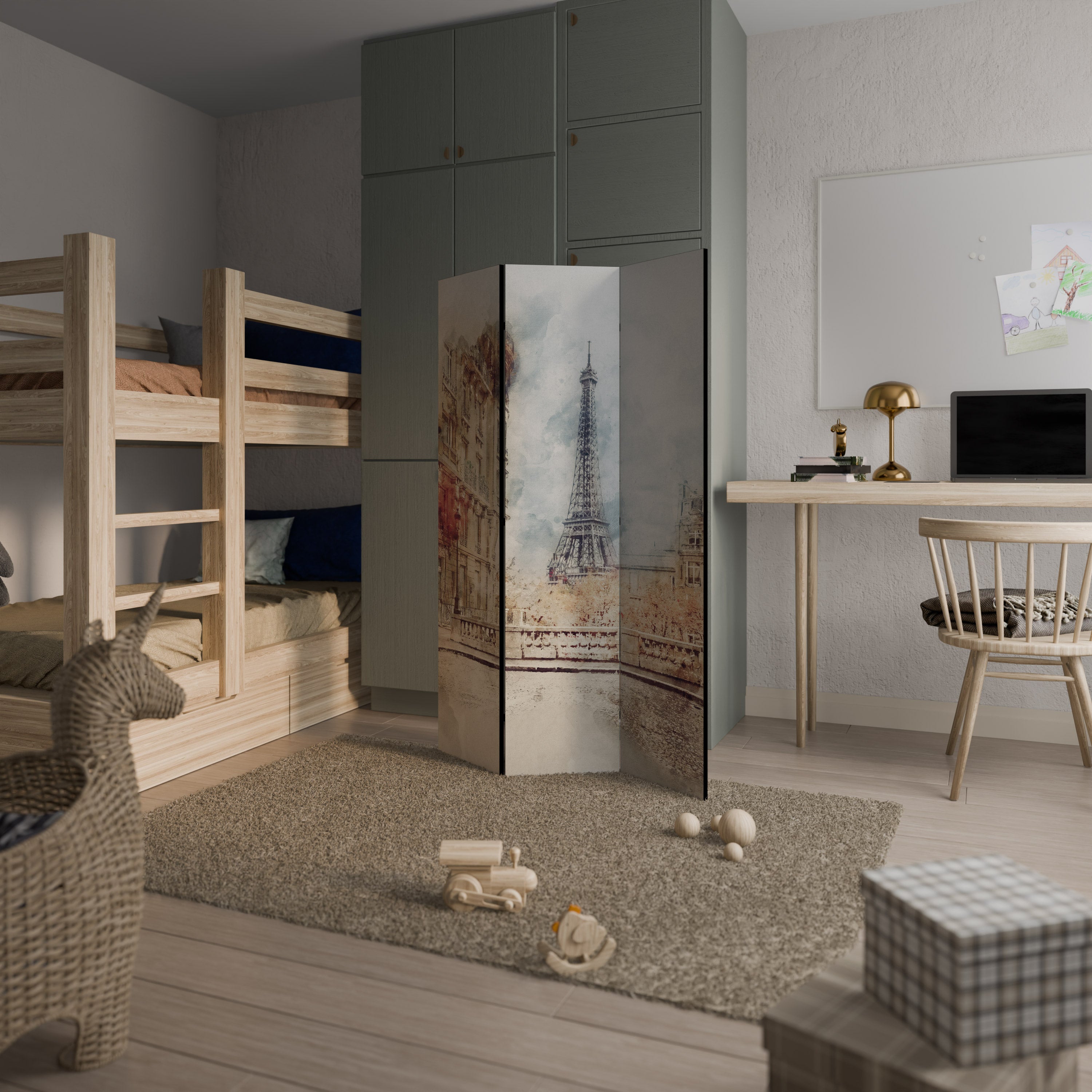 PARISIAN DAYDREAM Dekorativer 3-teiliger Raumteiler