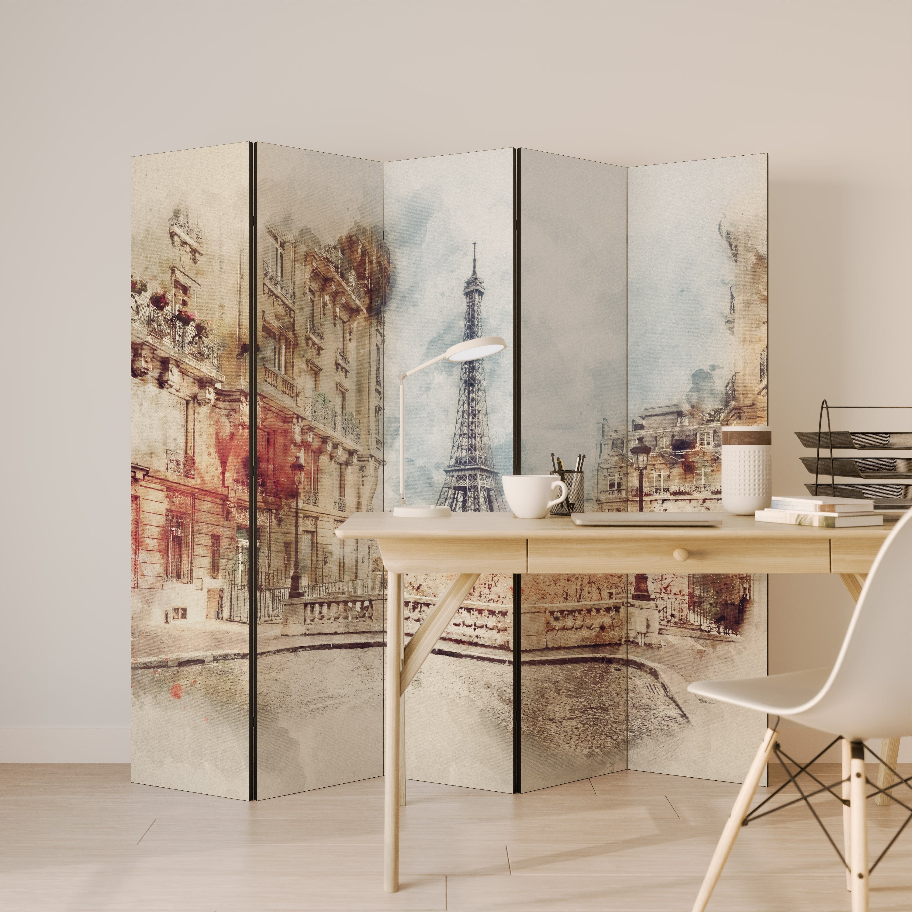 PARISIAN DAYDREAM Dekorativer 5-teiliger Raumteiler