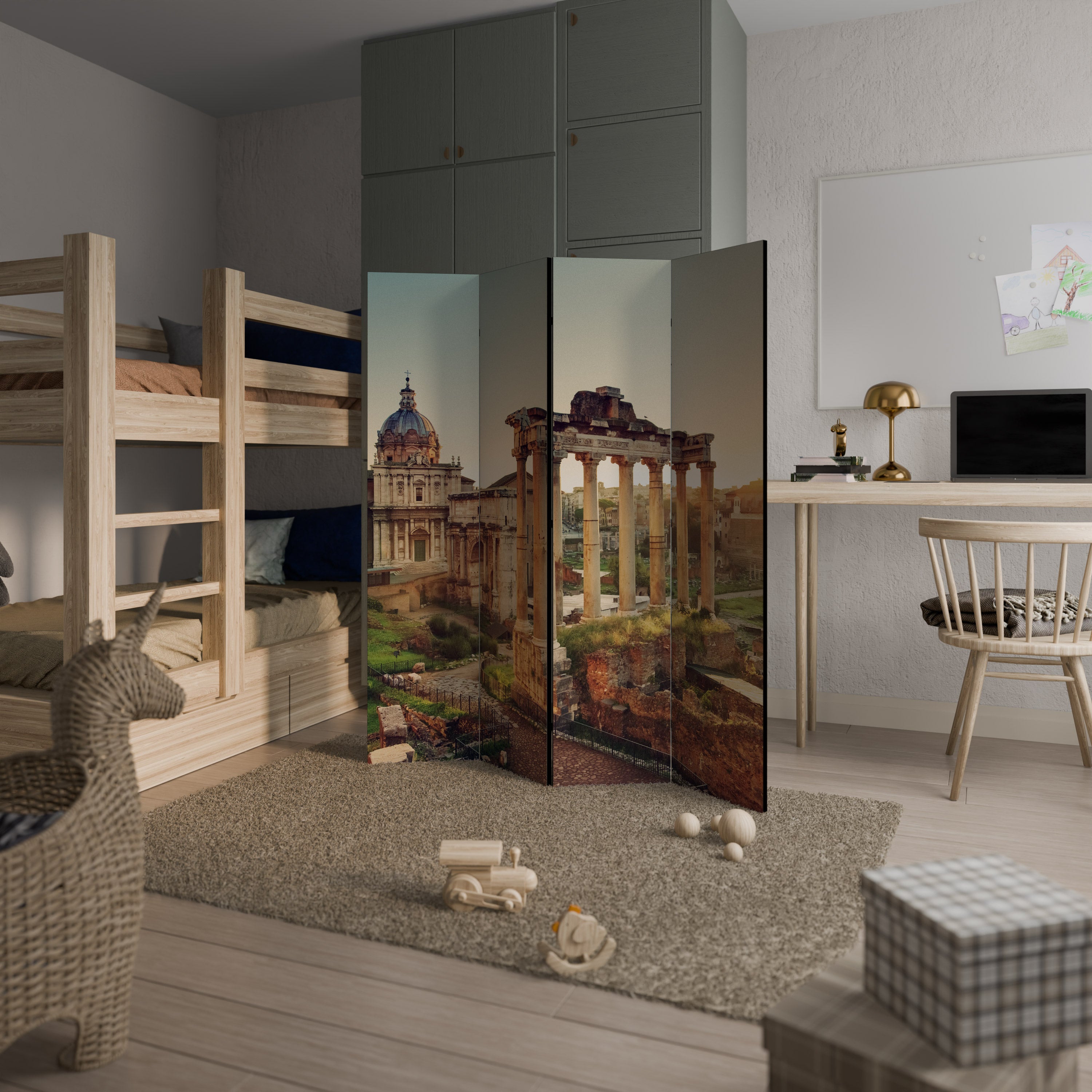 MARVELS OF THE PAST 4-Panel Room Divider