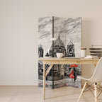 RED LEAVES EMBRACE Dekorativer Paravent - 3-teilig