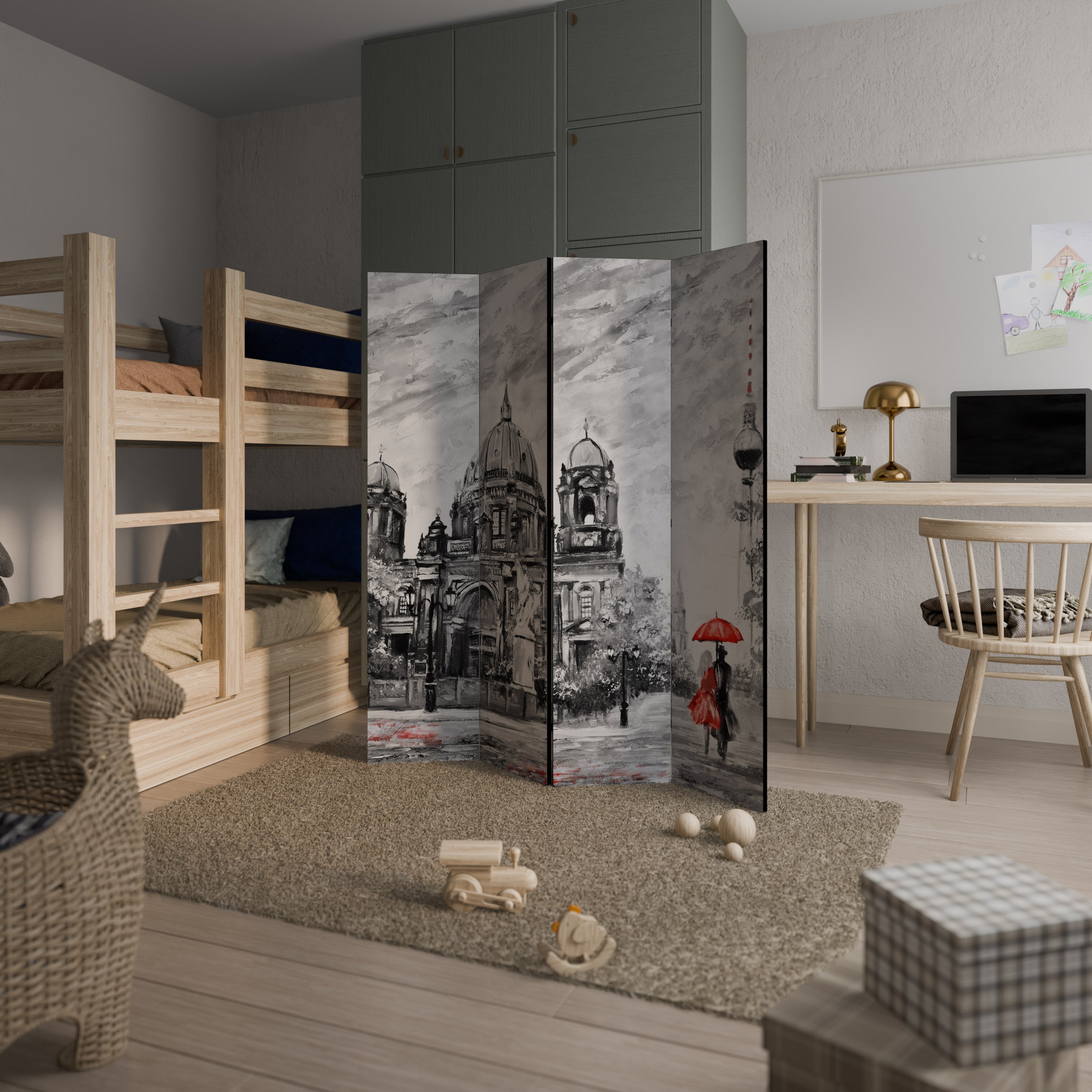 RED LEAVES EMBRACE 4-teiliger Paravent