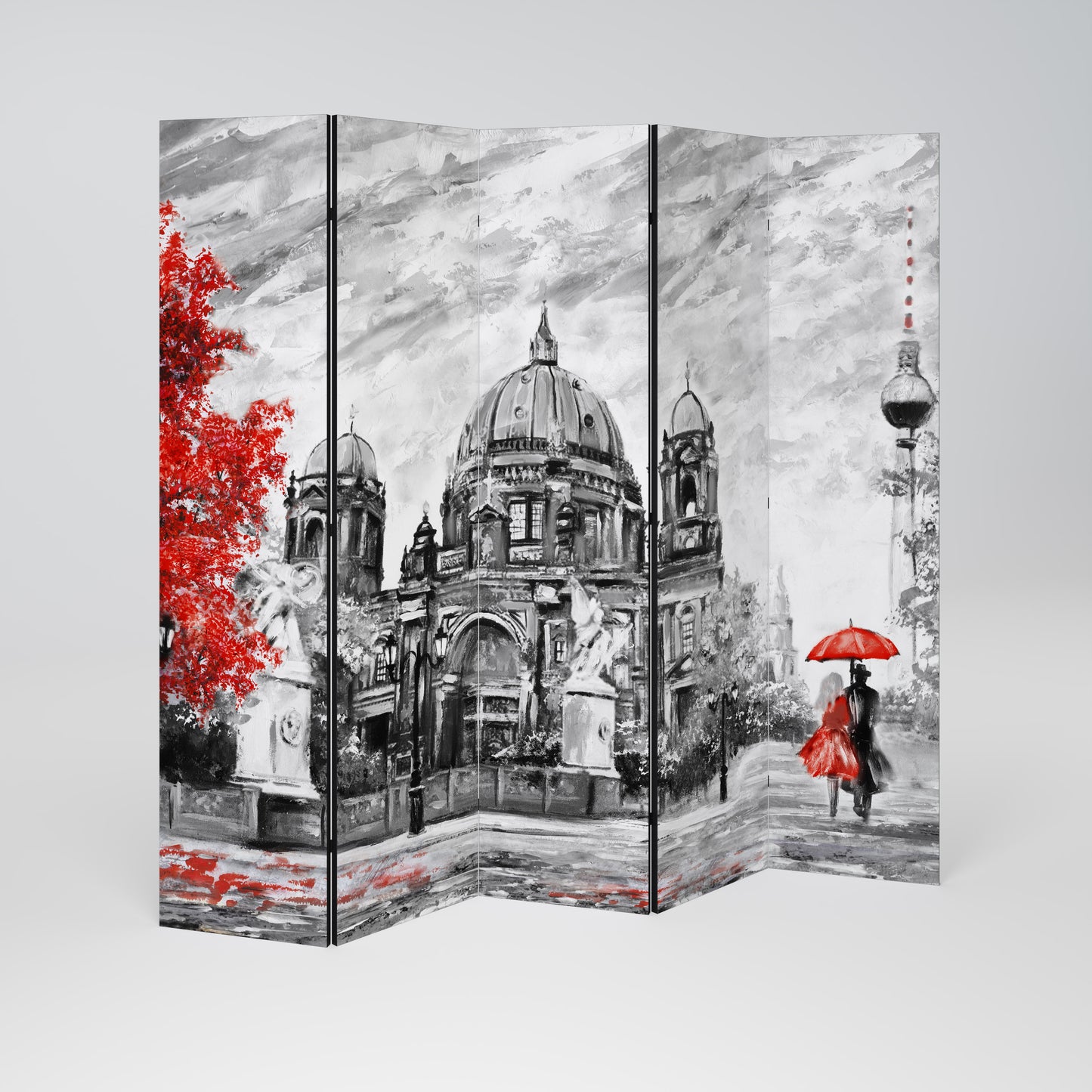 RED LEAVES EMBRACE 5-teiliger Paravent