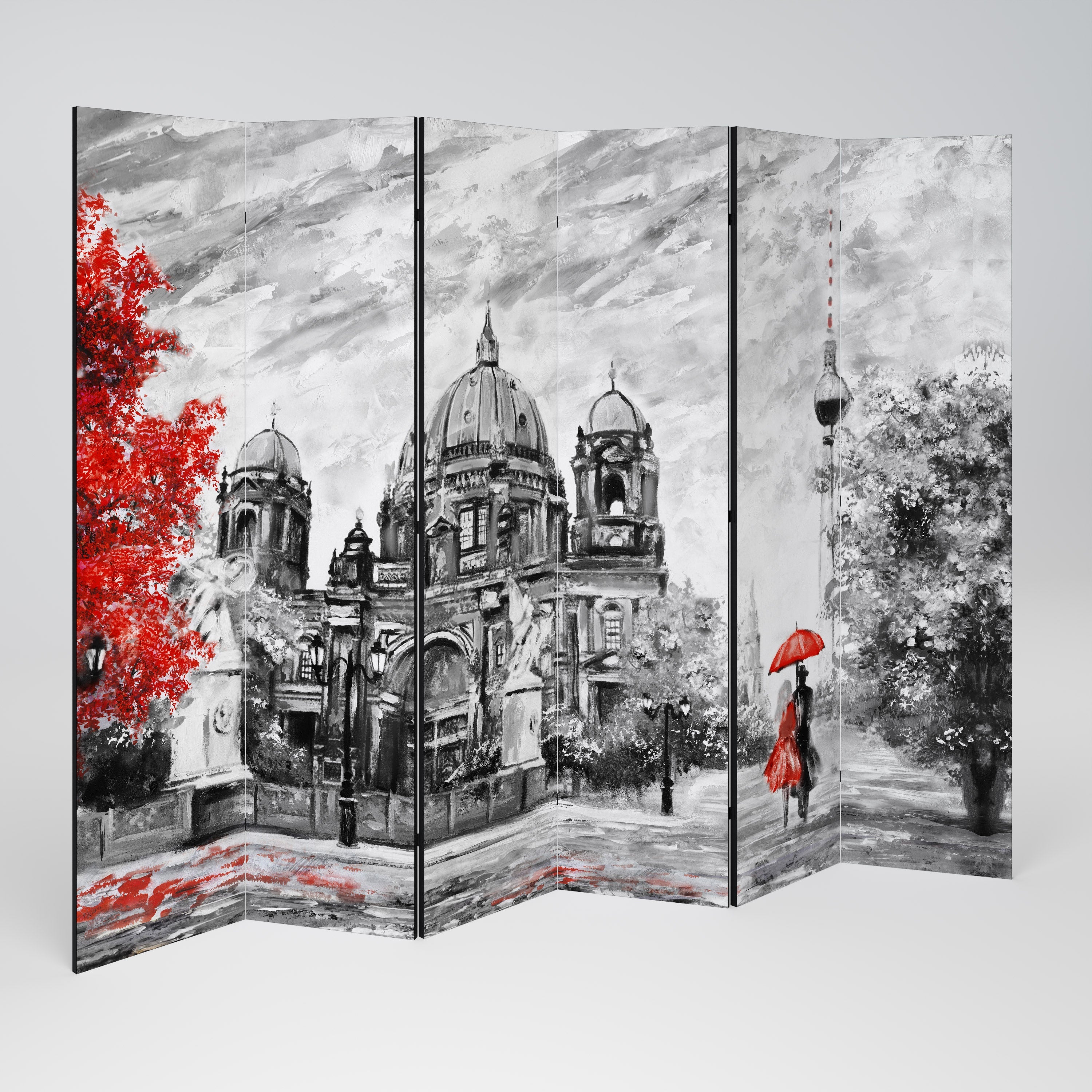 RED LEAVES EMBRACE Dekorativer 6-teiliger Raumteiler