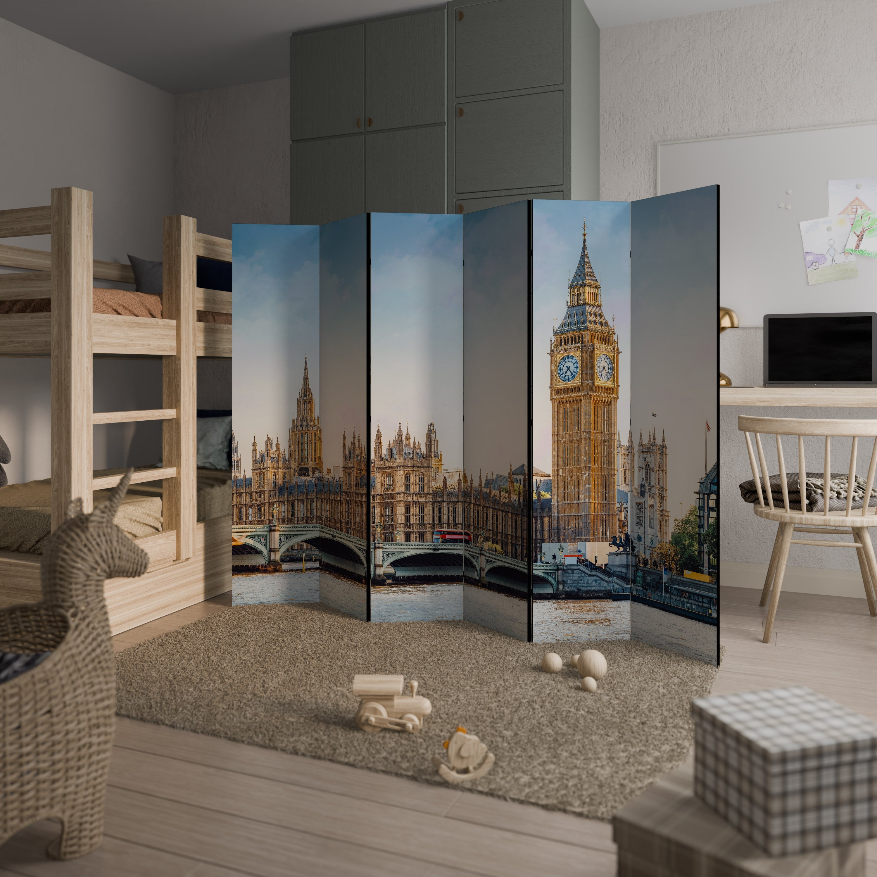 ZEITLOSE LONDON-ELEGANZ Dekorativer 6-teiliger Raumteiler