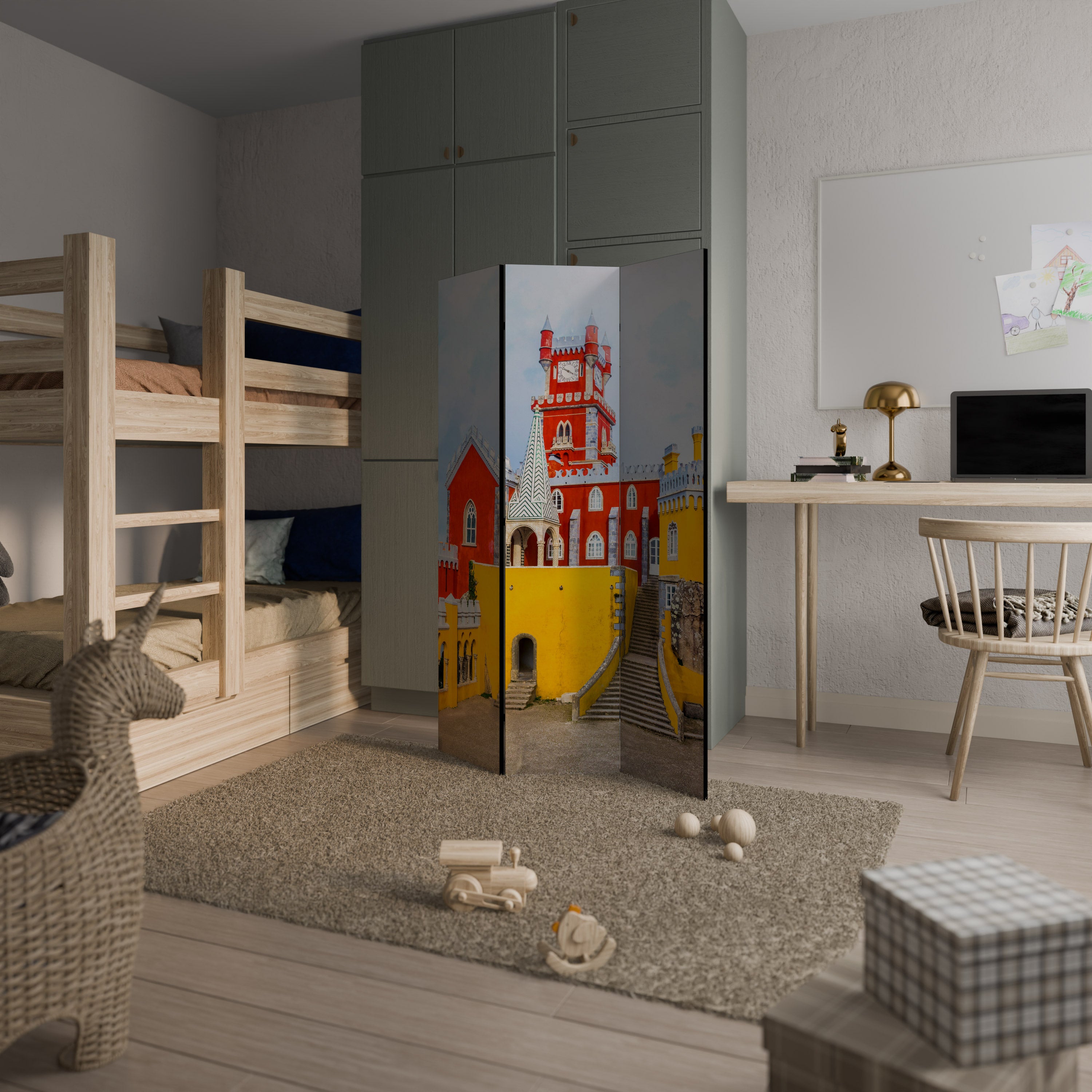 COLORFUL CASTLE CORRIDORS 3-teiliger Paravent