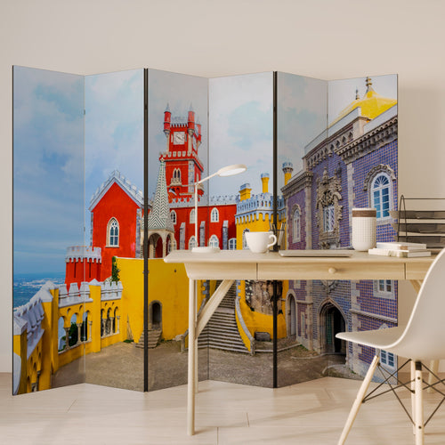 COLORFUL CASTLE CORRIDORS Decorative 6-Panel Room Divider