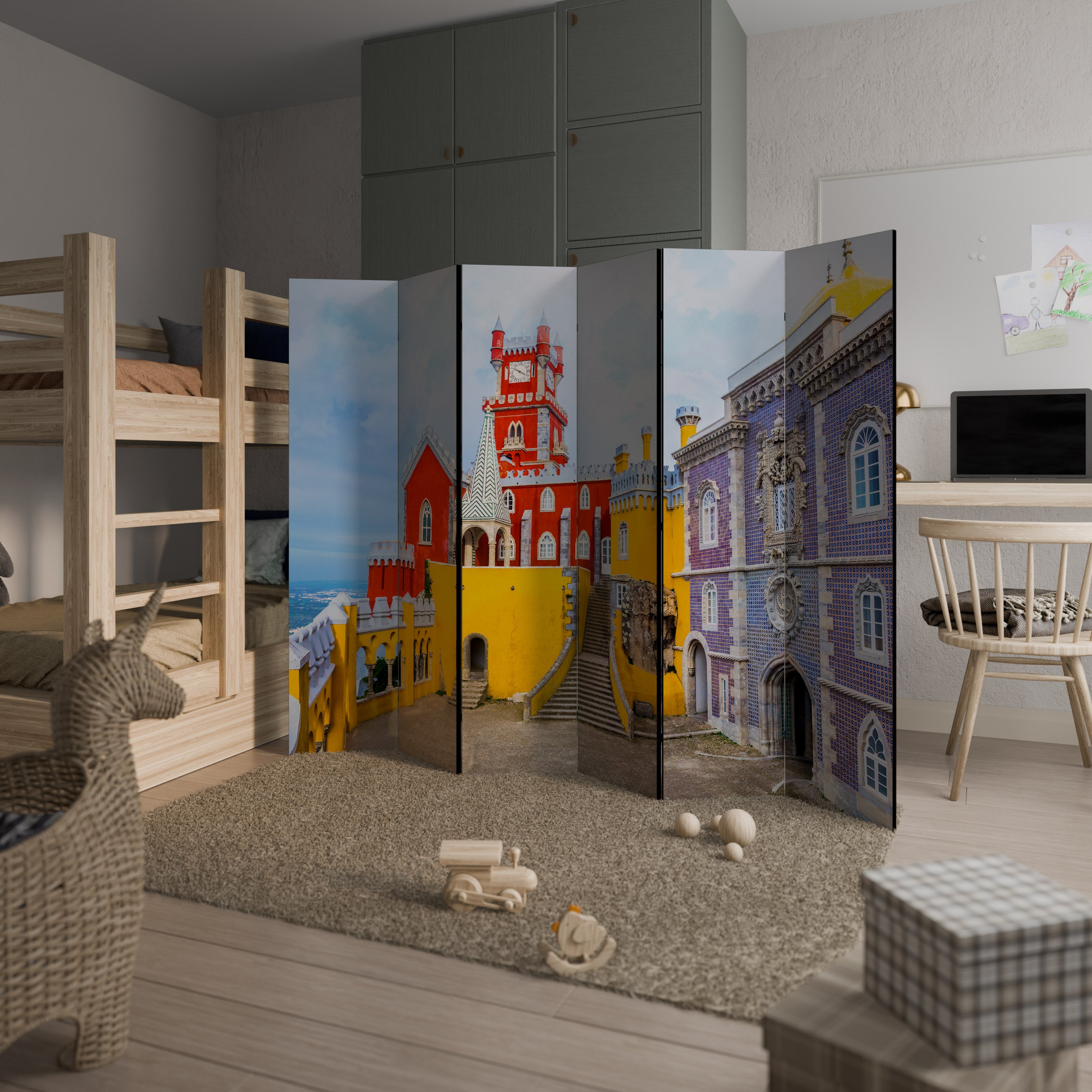 COLORFUL CASTLE CORRIDORS 6-Panel Room Divider