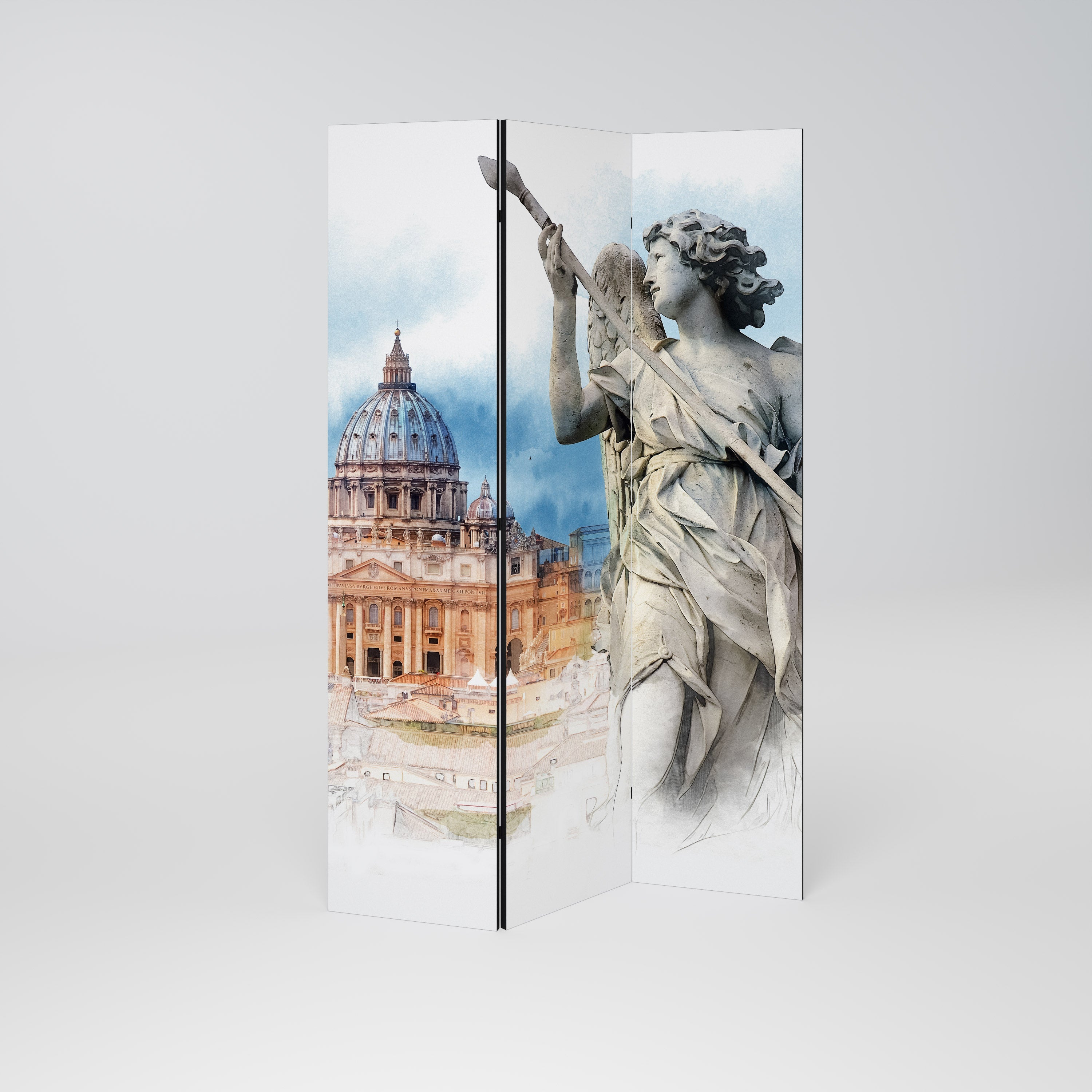 MYSTICAL CITYSCAPE RELIC Dekorativer 3-teiliger Raumteiler