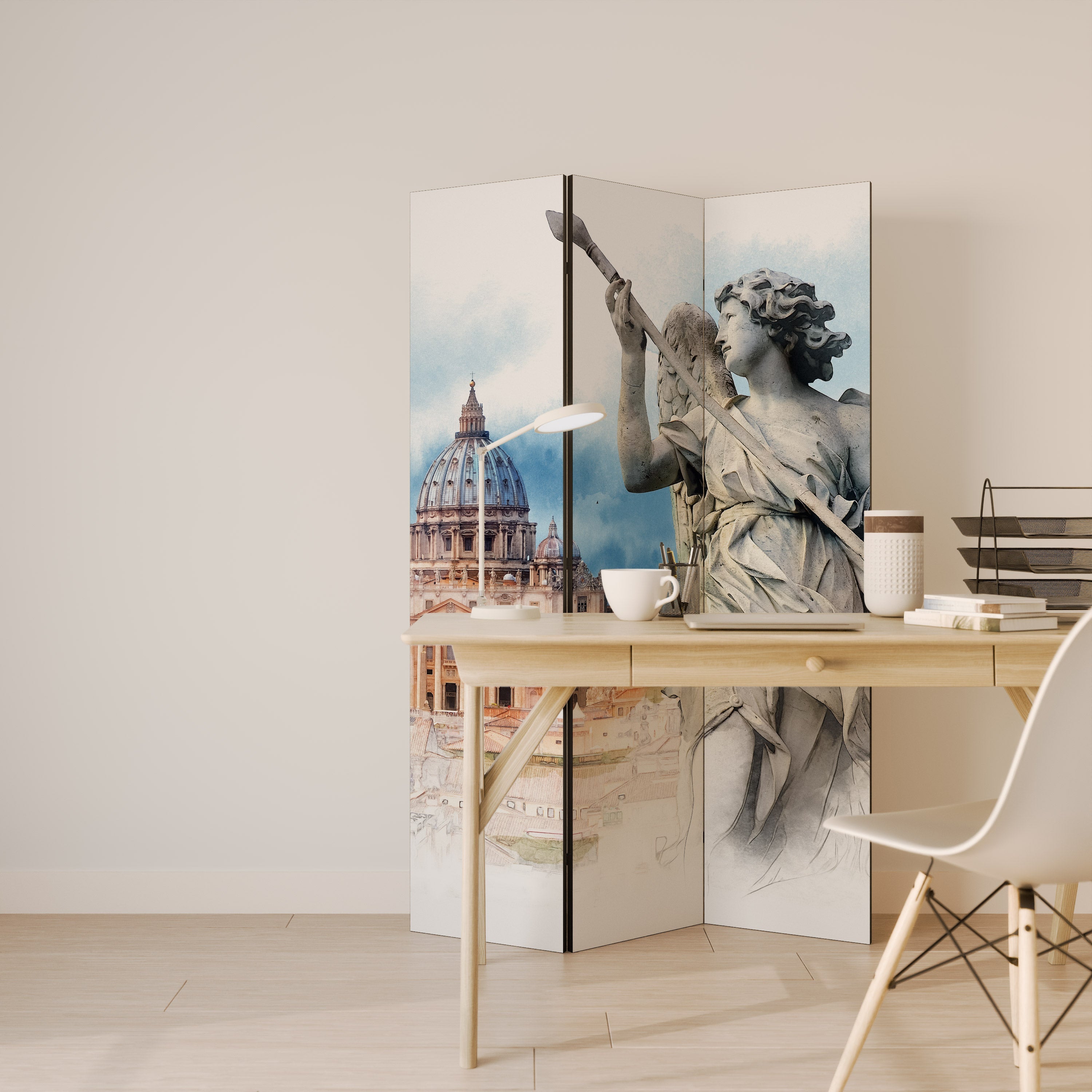 MYSTICAL CITYSCAPE RELIC Dekorativer 3-teiliger Raumteiler