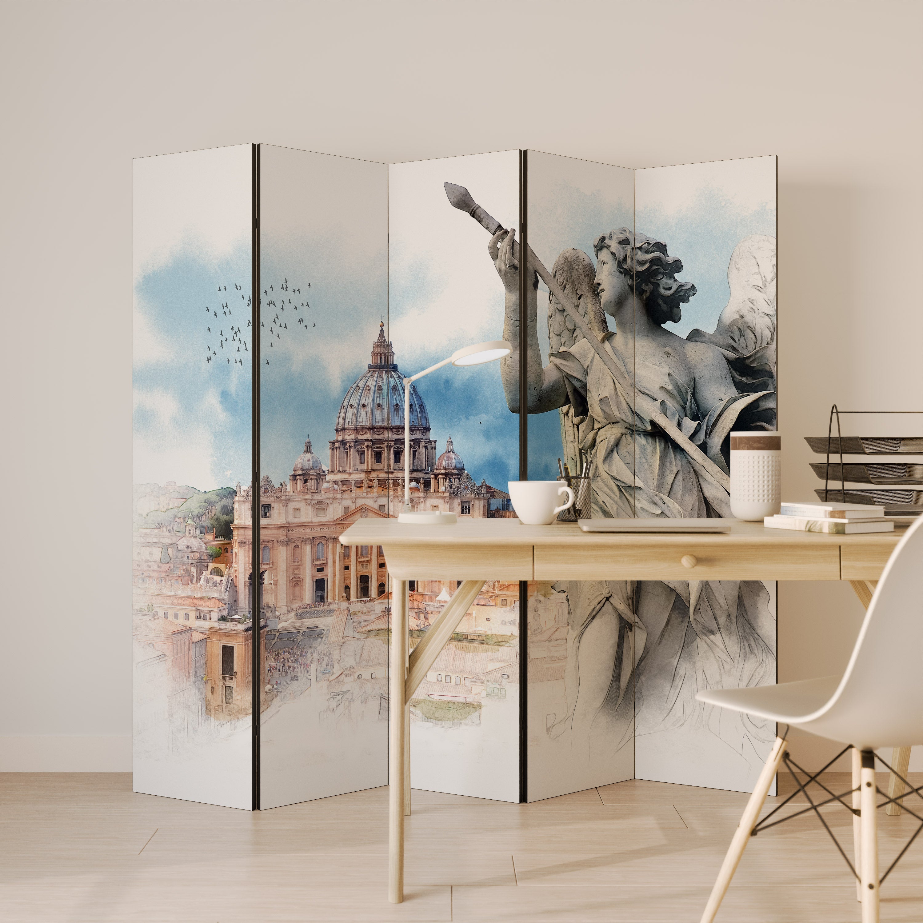 MYSTICAL CITYSCAPE RELIC Dekorativer 5-teiliger Raumteiler