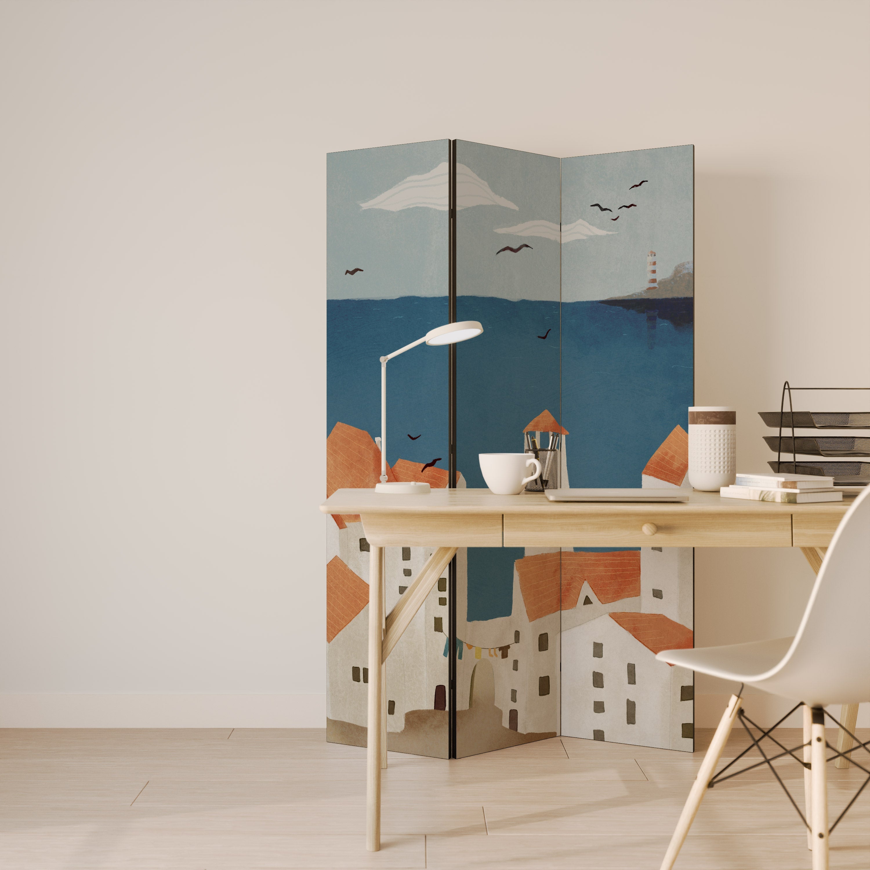 COASTLAND VILLAGE Dekorativer 3-teiliger Raumteiler