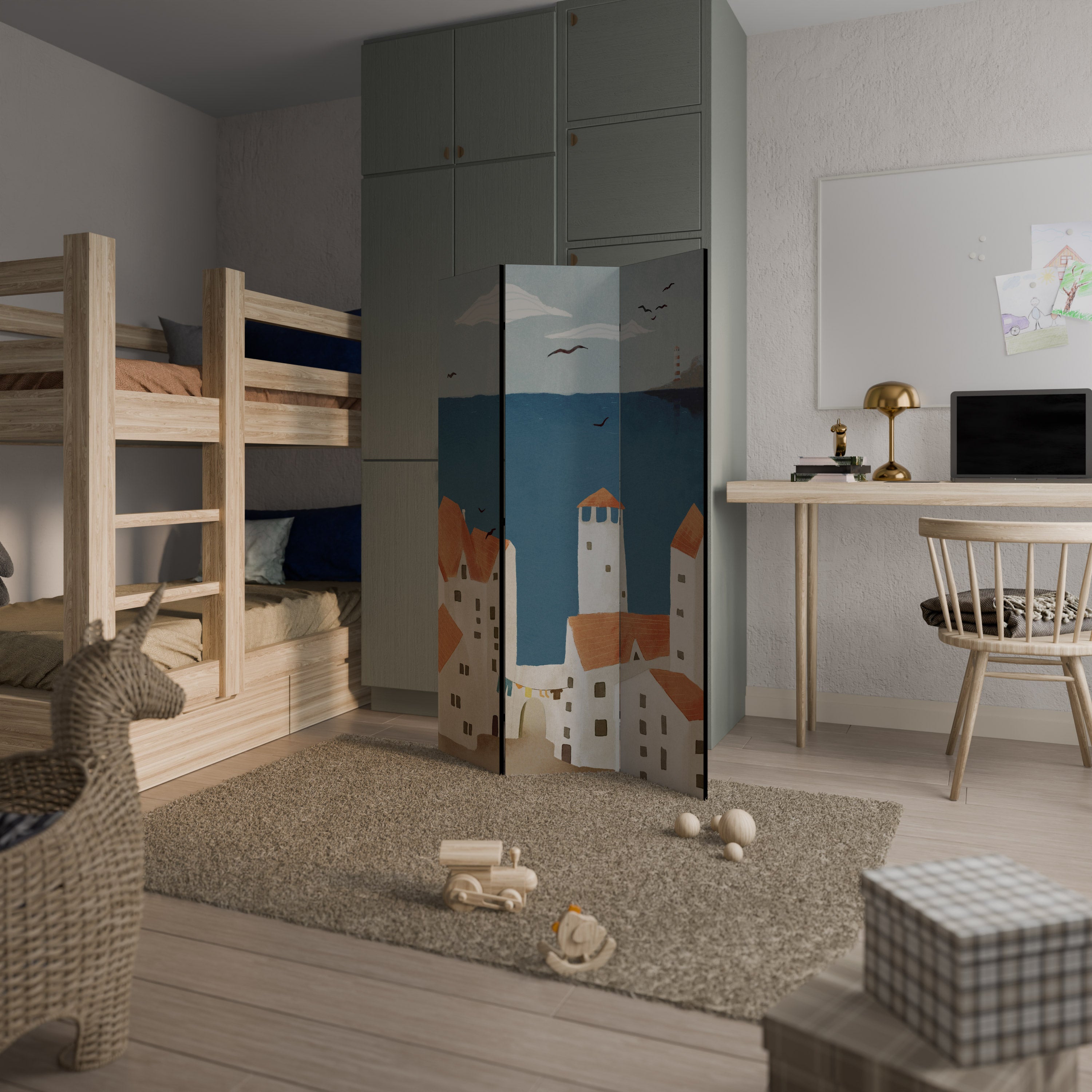 COASTLAND VILLAGE Dekorativer 3-teiliger Raumteiler