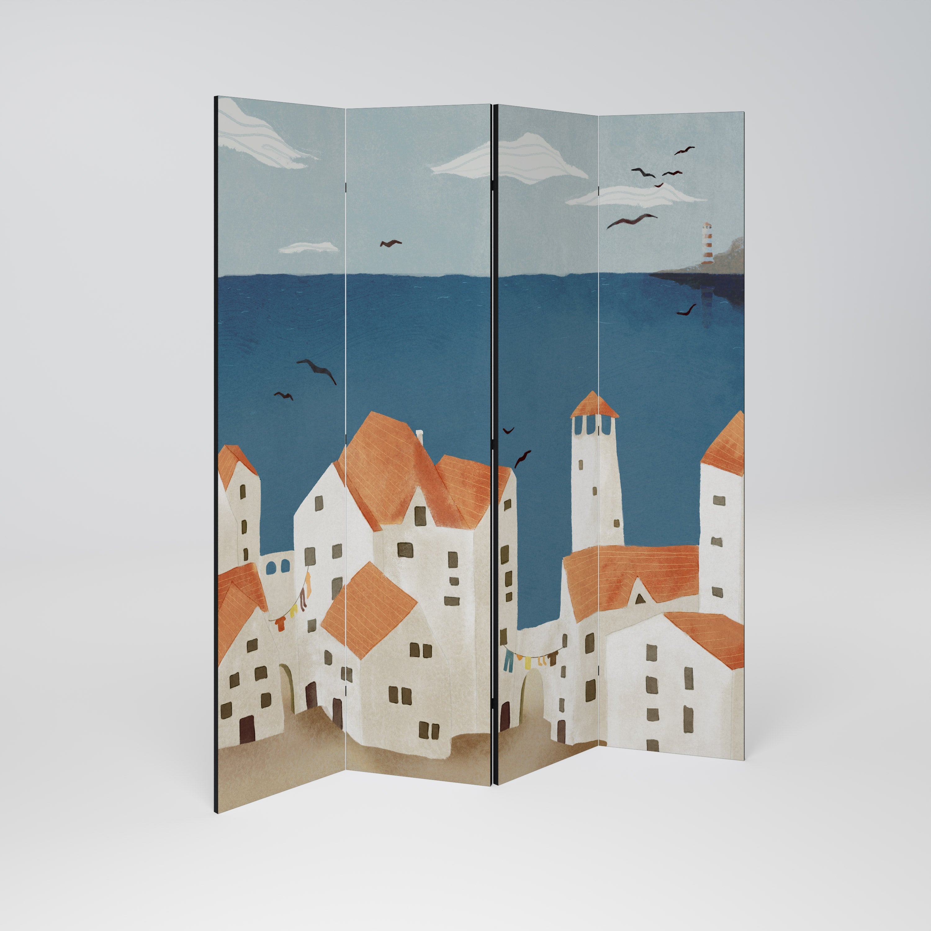 COASTLAND VILLAGE Dekorativer 4-teiliger Raumteiler