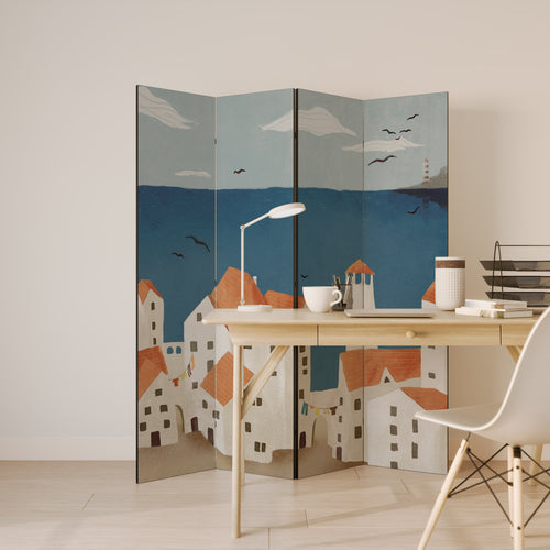 COASTLAND VILLAGE Decorative 4-Panel Room Divider