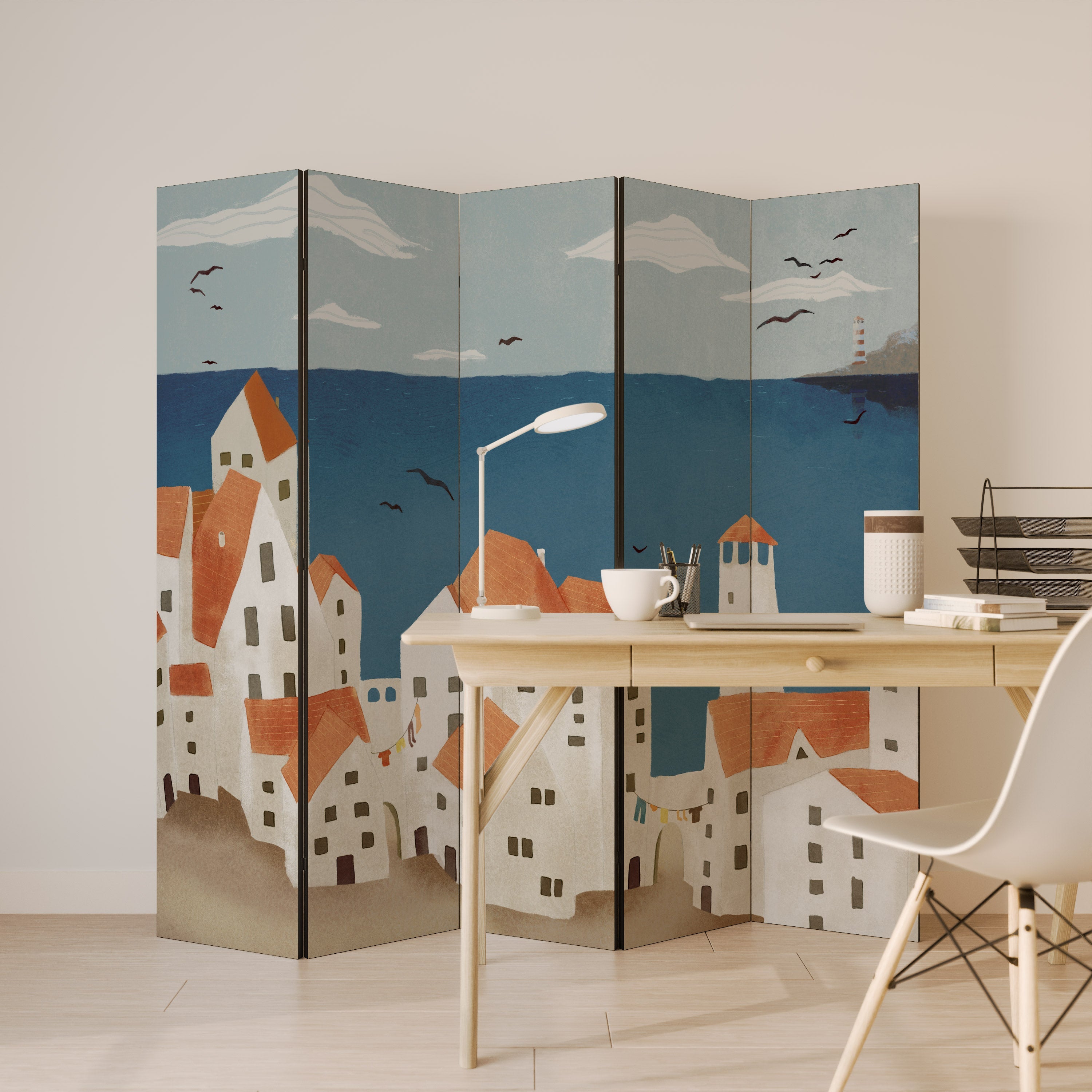 COASTLAND VILLAGE Dekorativer 5-teiliger Raumteiler
