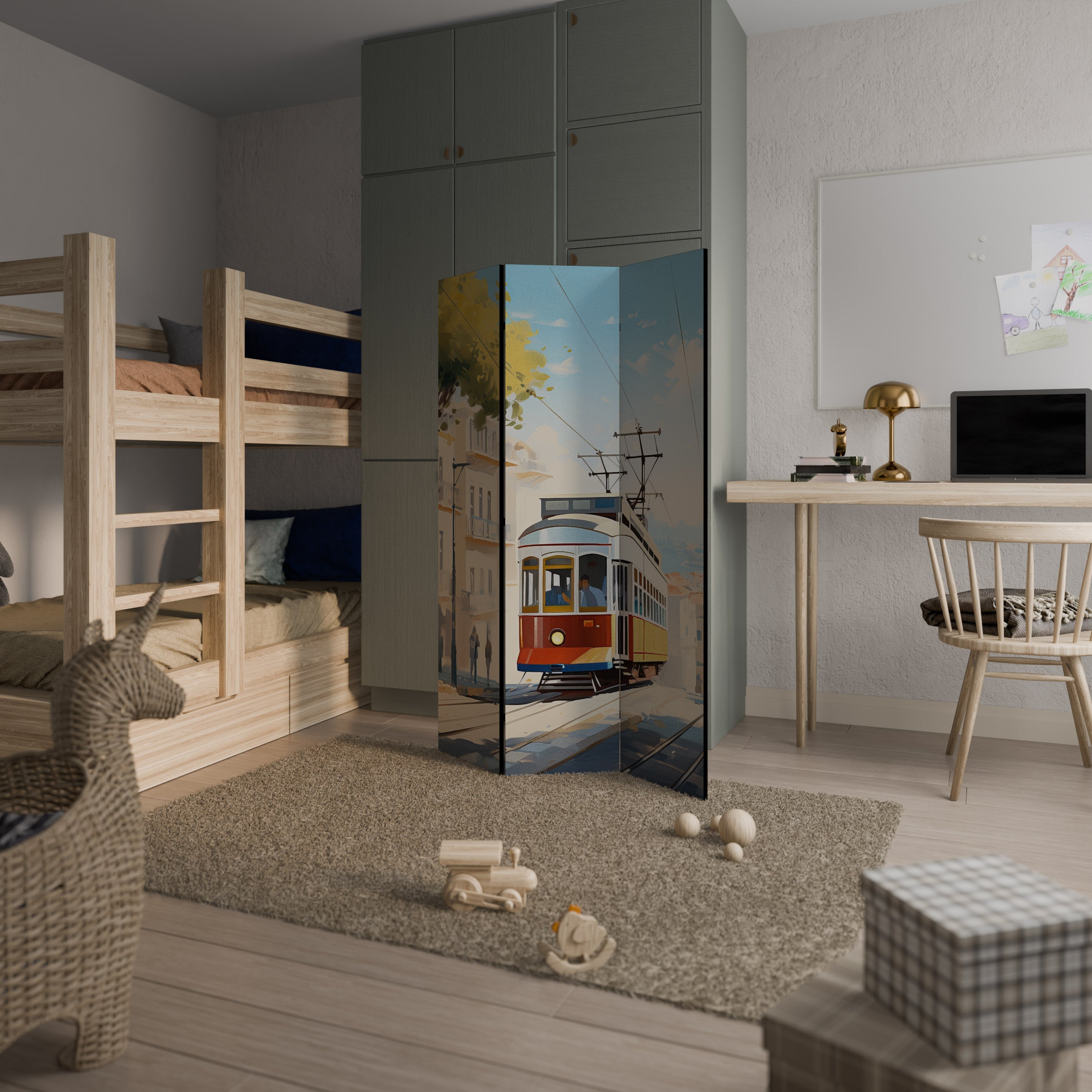 TRAMWAY DREAMSCAPE Dekorativer 3-teiliger Raumteiler