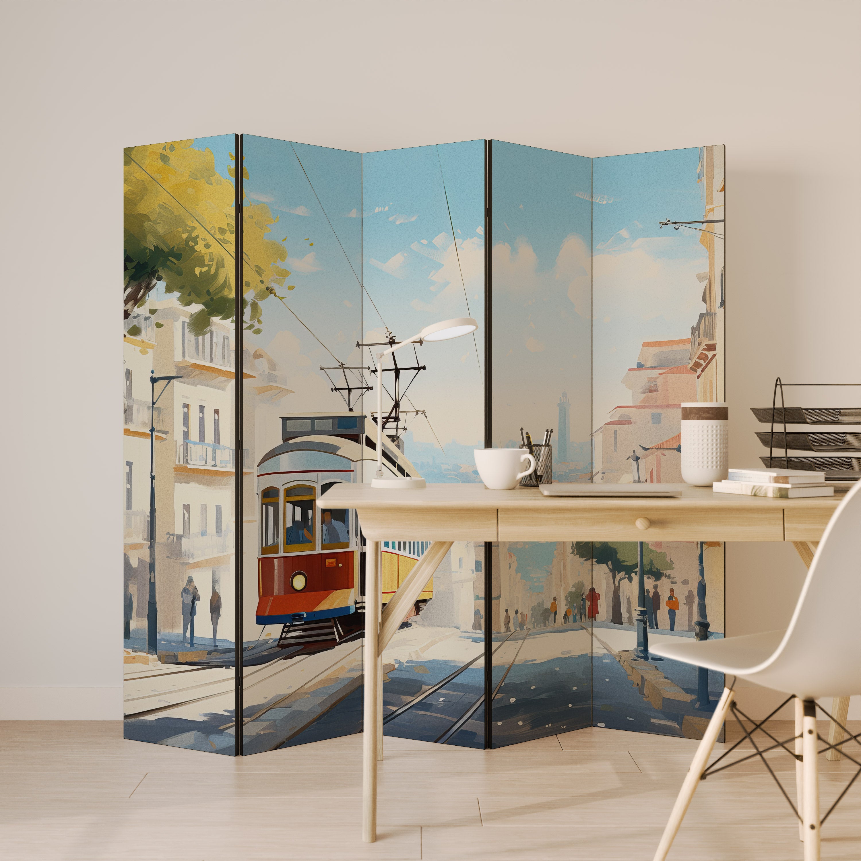 TRAMWAY DREAMSCAPE Dekorativer 5-teiliger Raumteiler
