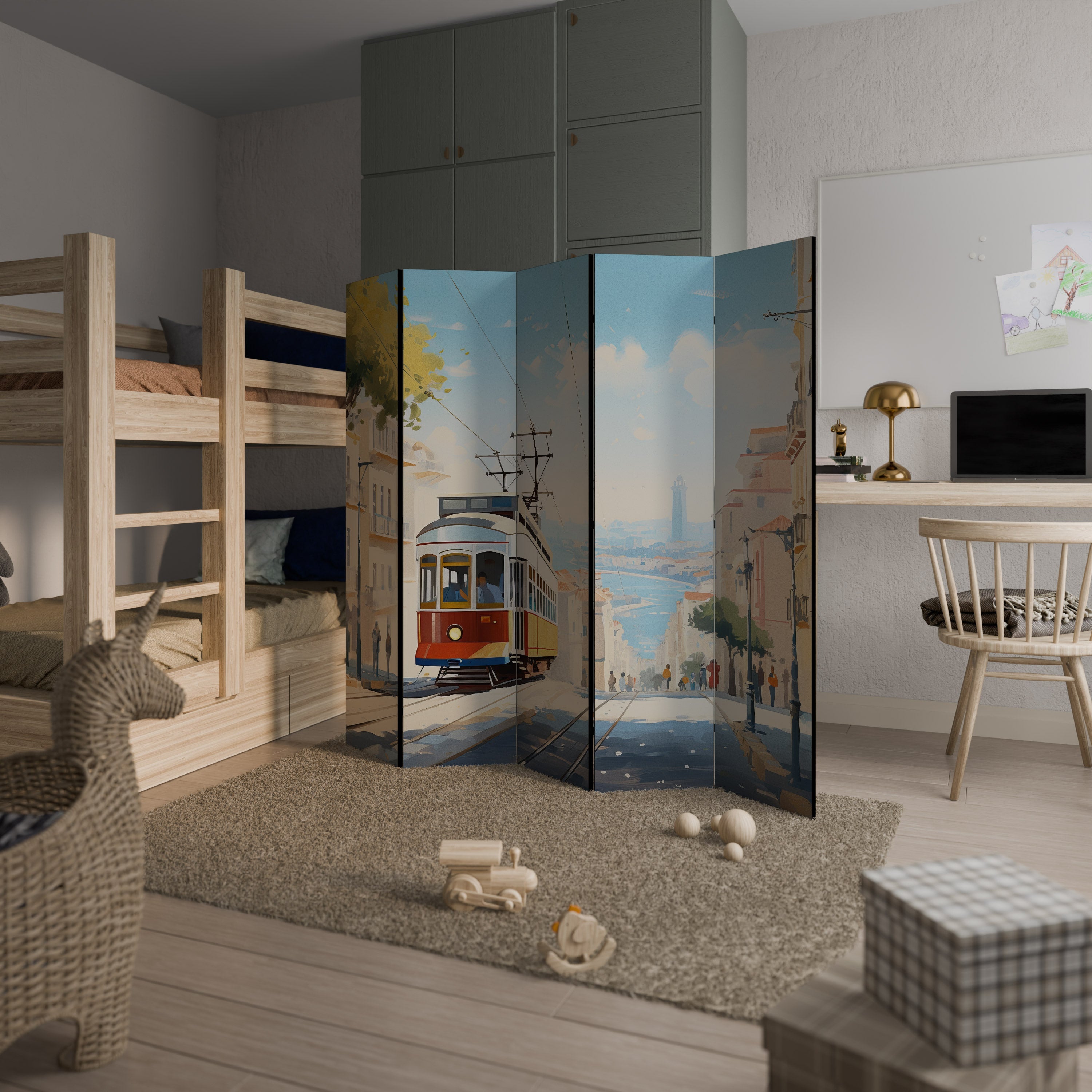 TRAMWAY DREAMSCAPE Dekorativer 5-teiliger Raumteiler