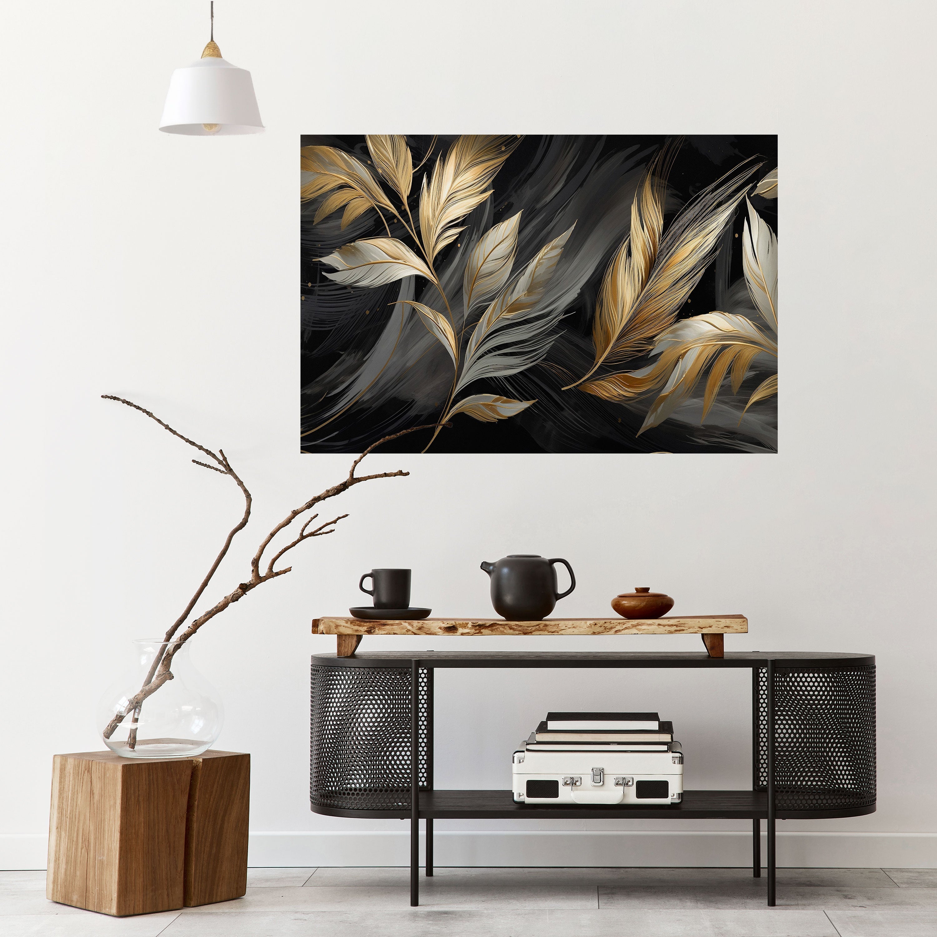 MYSTIC GOLD LEAVES Peel and Stick Horizontal Poster