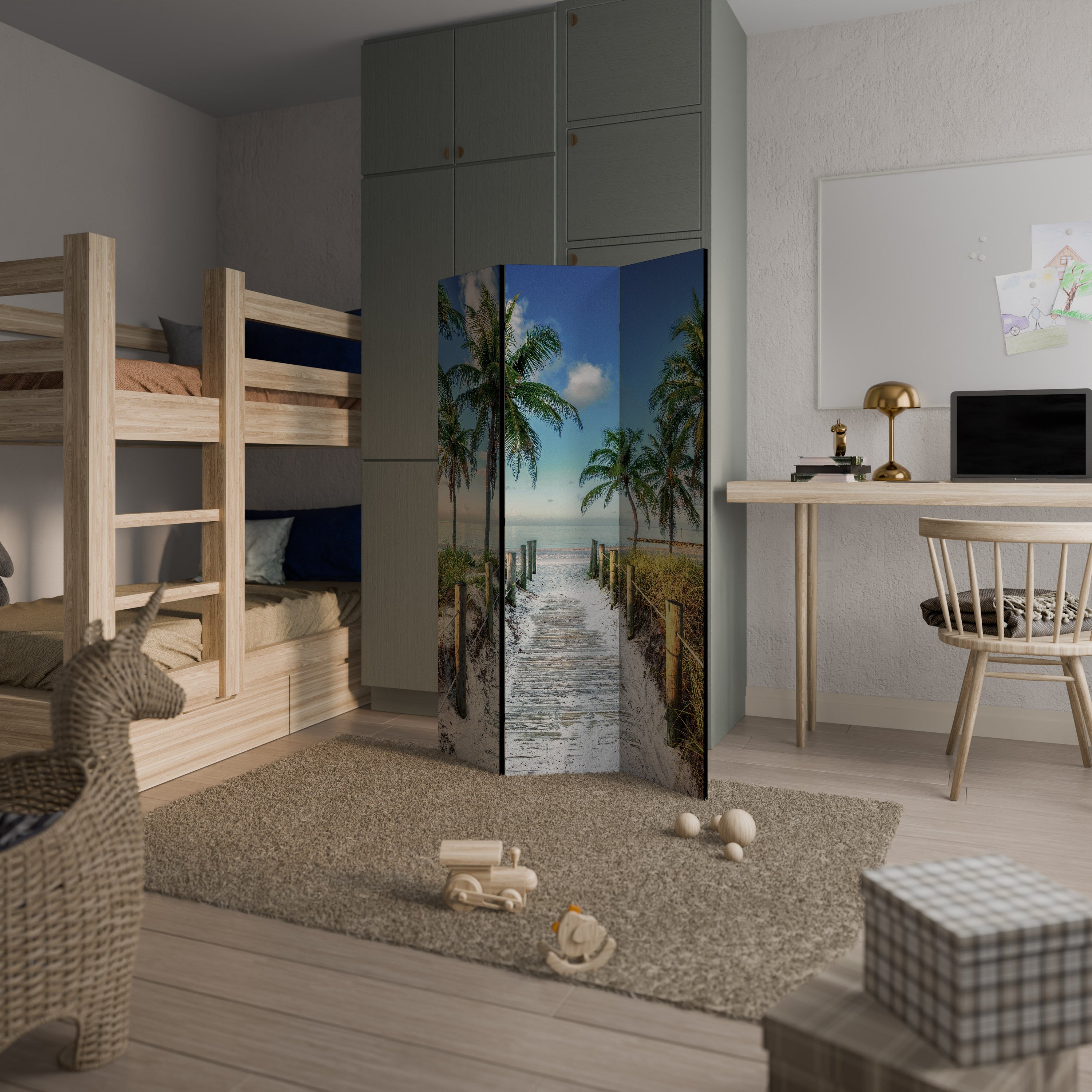 BREEZY COASTAL RETREAT Dekorativer 3-teiliger Raumteiler