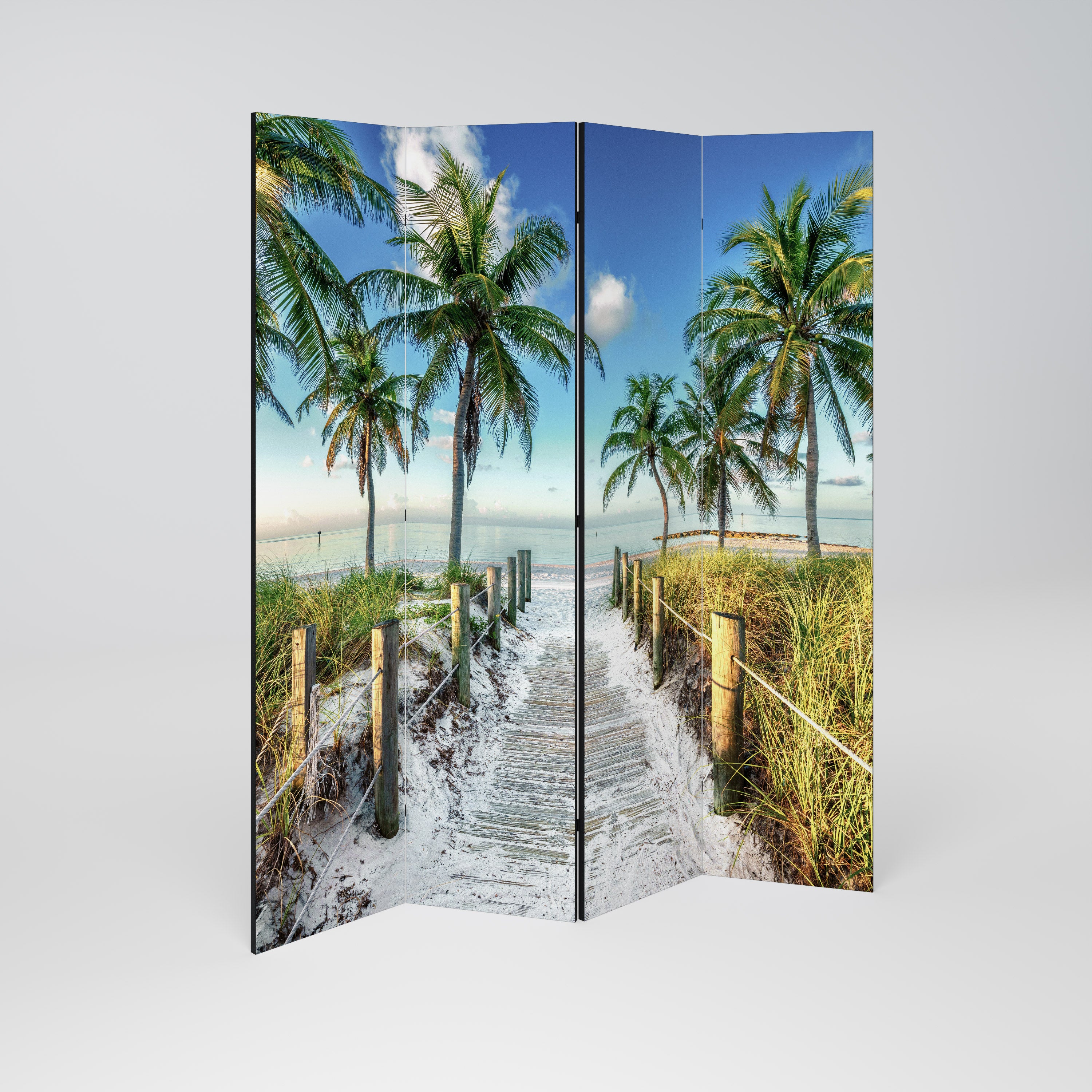 BREEZY COASTAL RETREAT 4-Panel Room Divider
