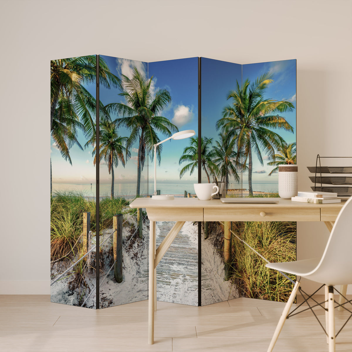 BREEZY COASTAL RETREAT 5-Panel Room Divider
