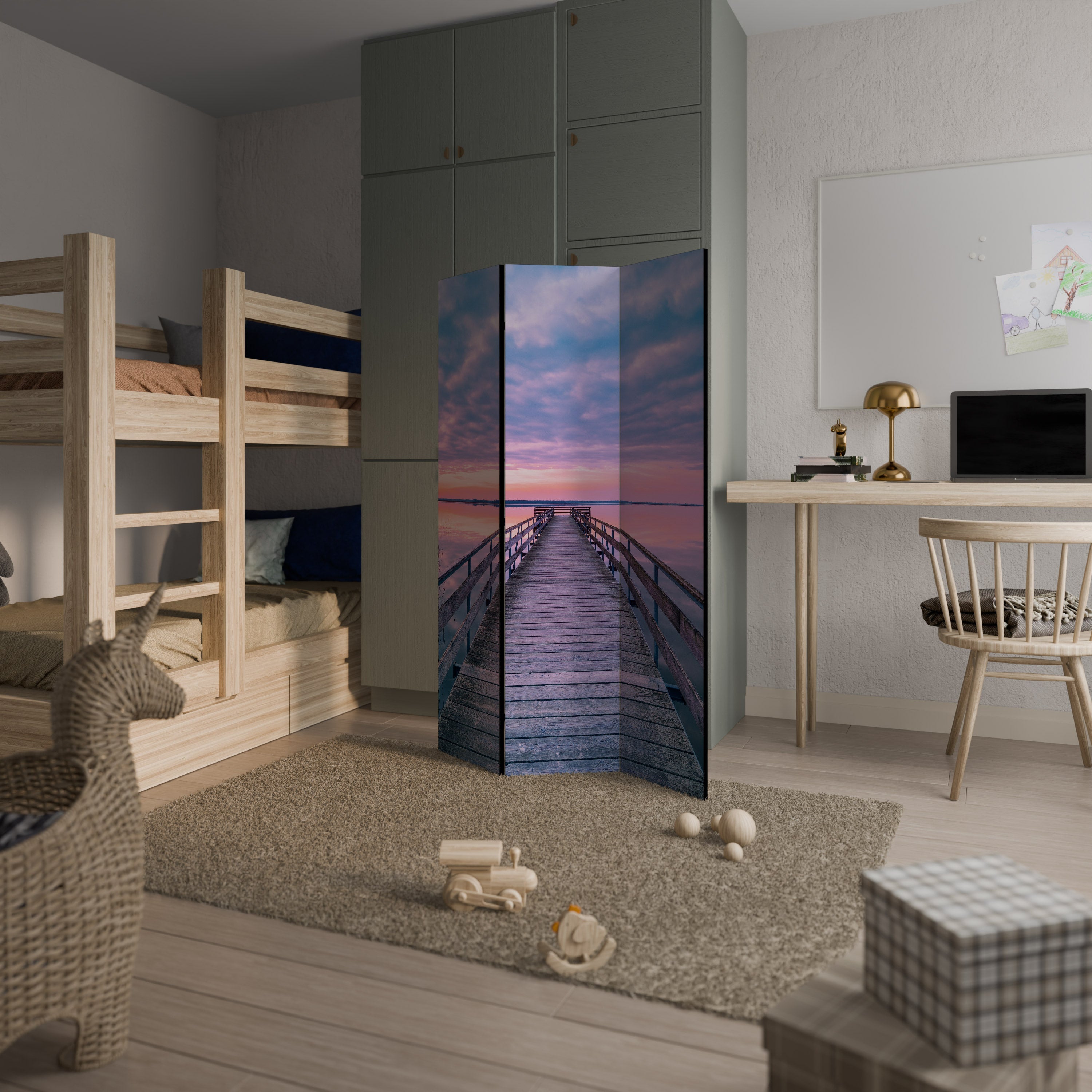 PASTEL PROMENADE Dekorativer 3-teiliger Raumteiler