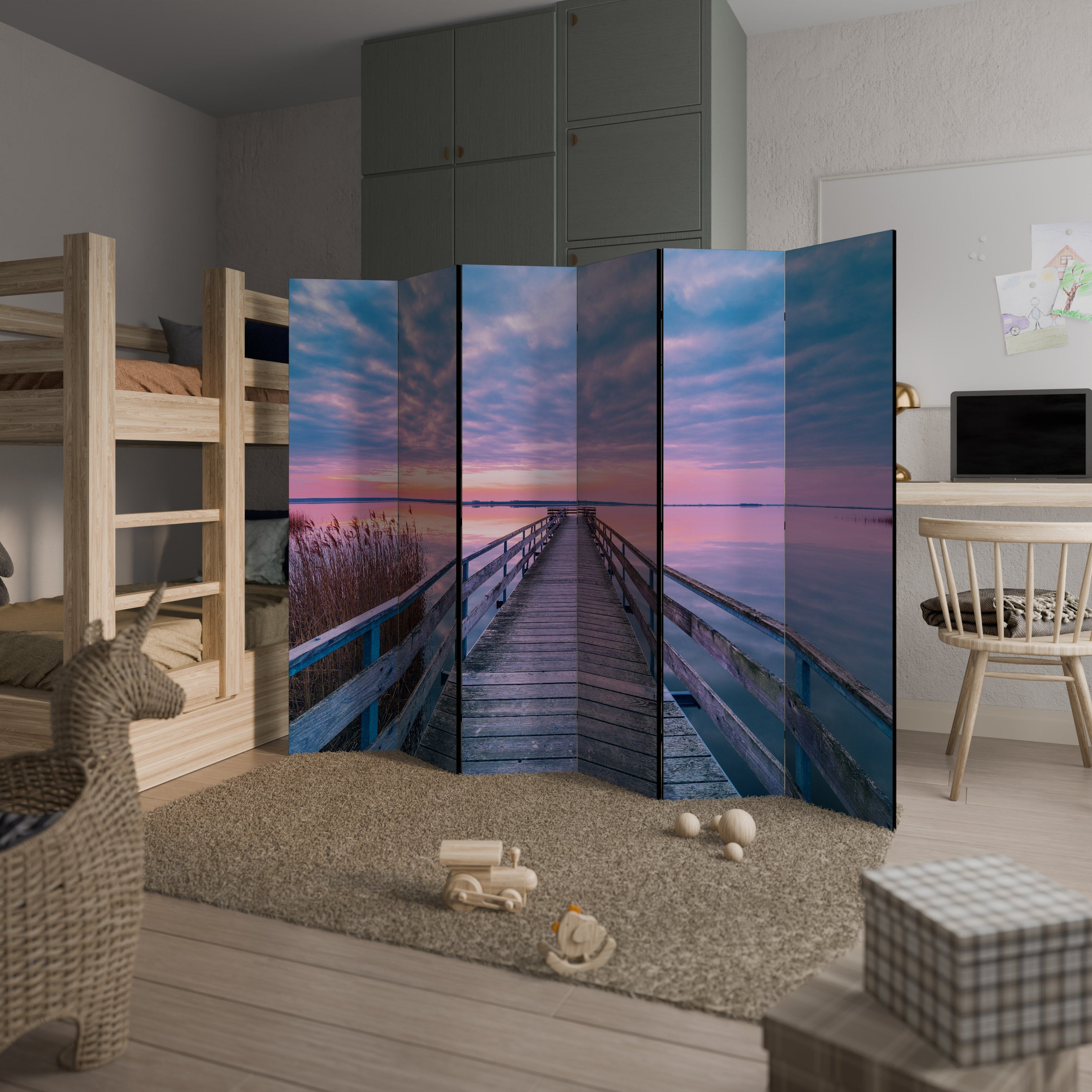 Dekorativer 6-teiliger Raumteiler PASTEL PROMENADE