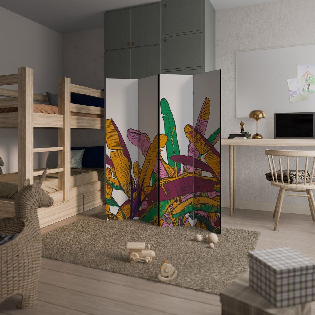 TROPICAL GLOW Dekorativer 4-teiliger Raumteiler