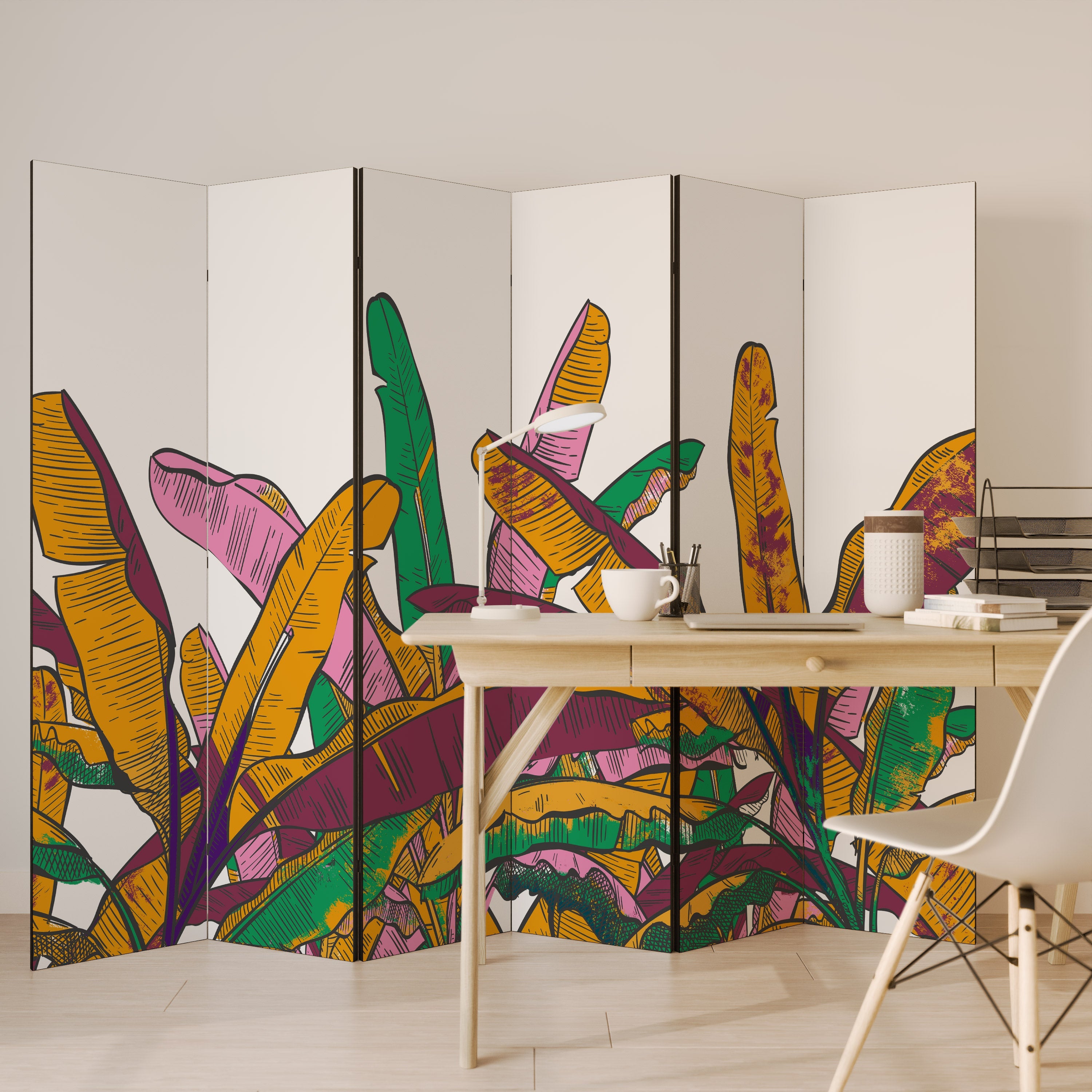 TROPICAL GLOW Dekorativer 6-teiliger Raumteiler
