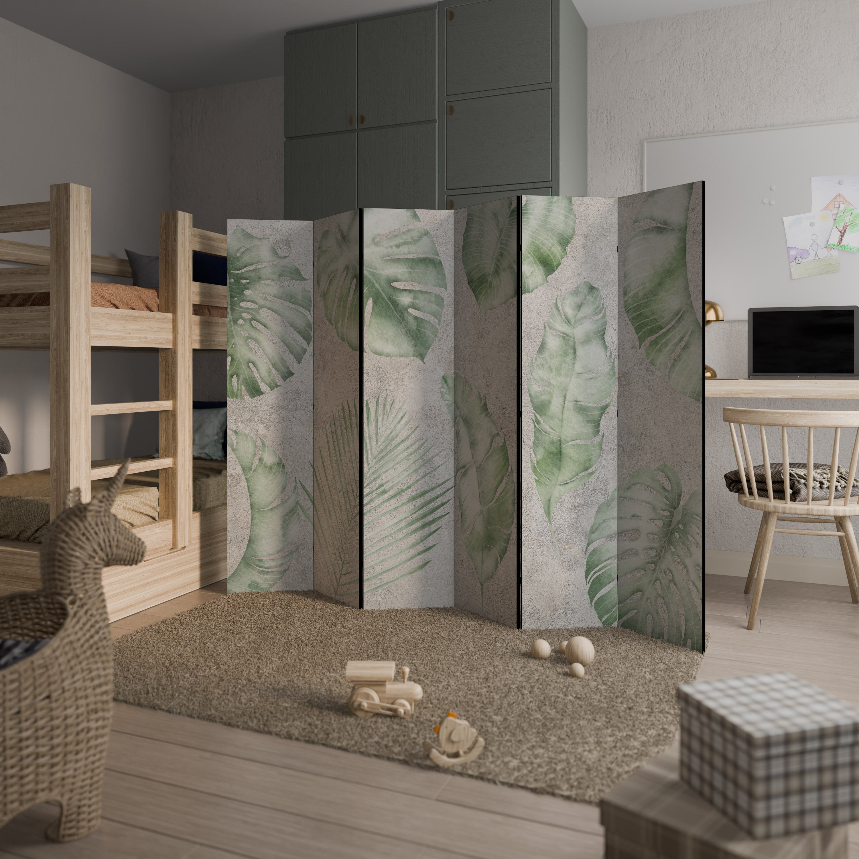 LUSH LEAF WHISPERS Dekorativer 6-teiliger Raumteiler