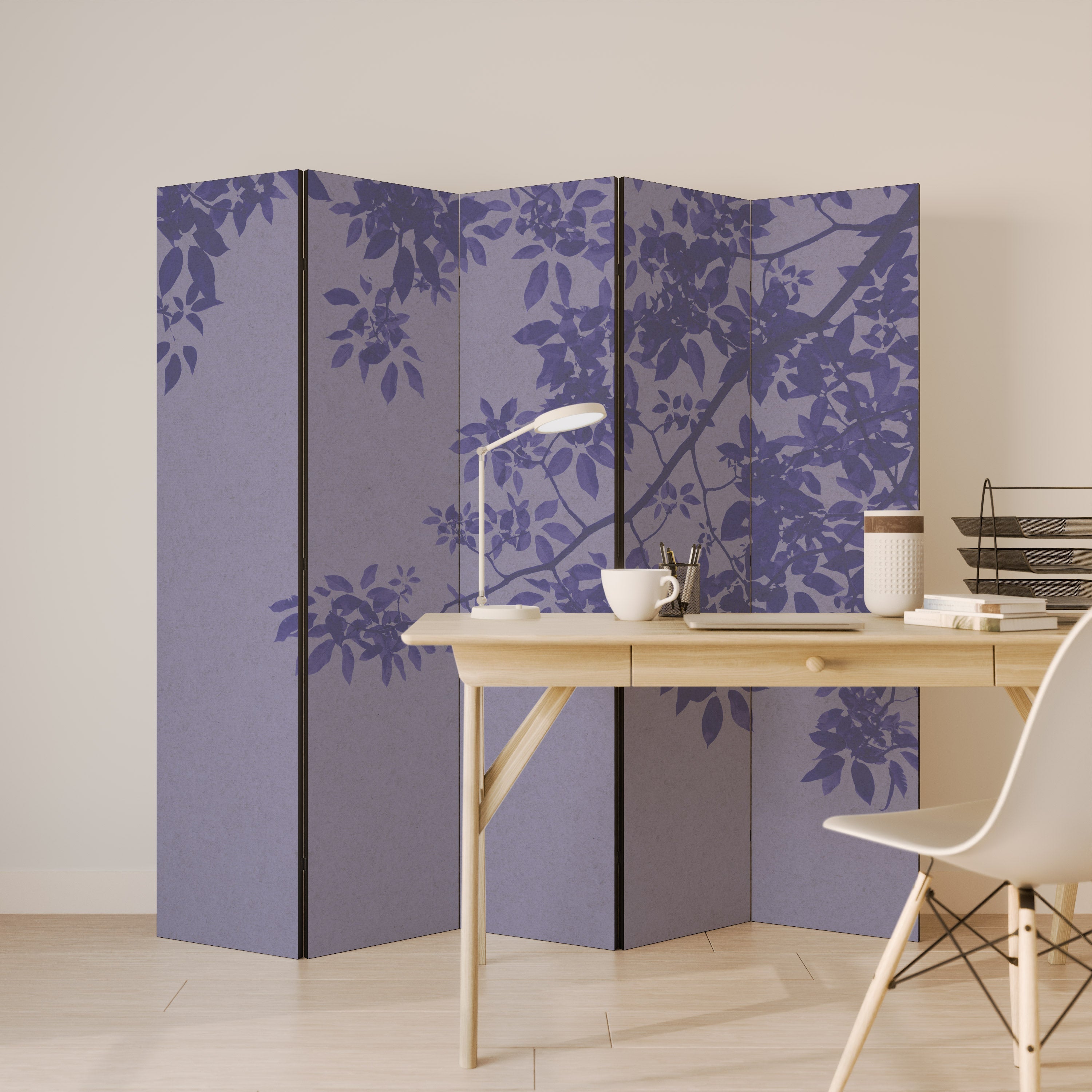ELEGANT LEAFY VEIL Decorative 5-Panel Room Divider