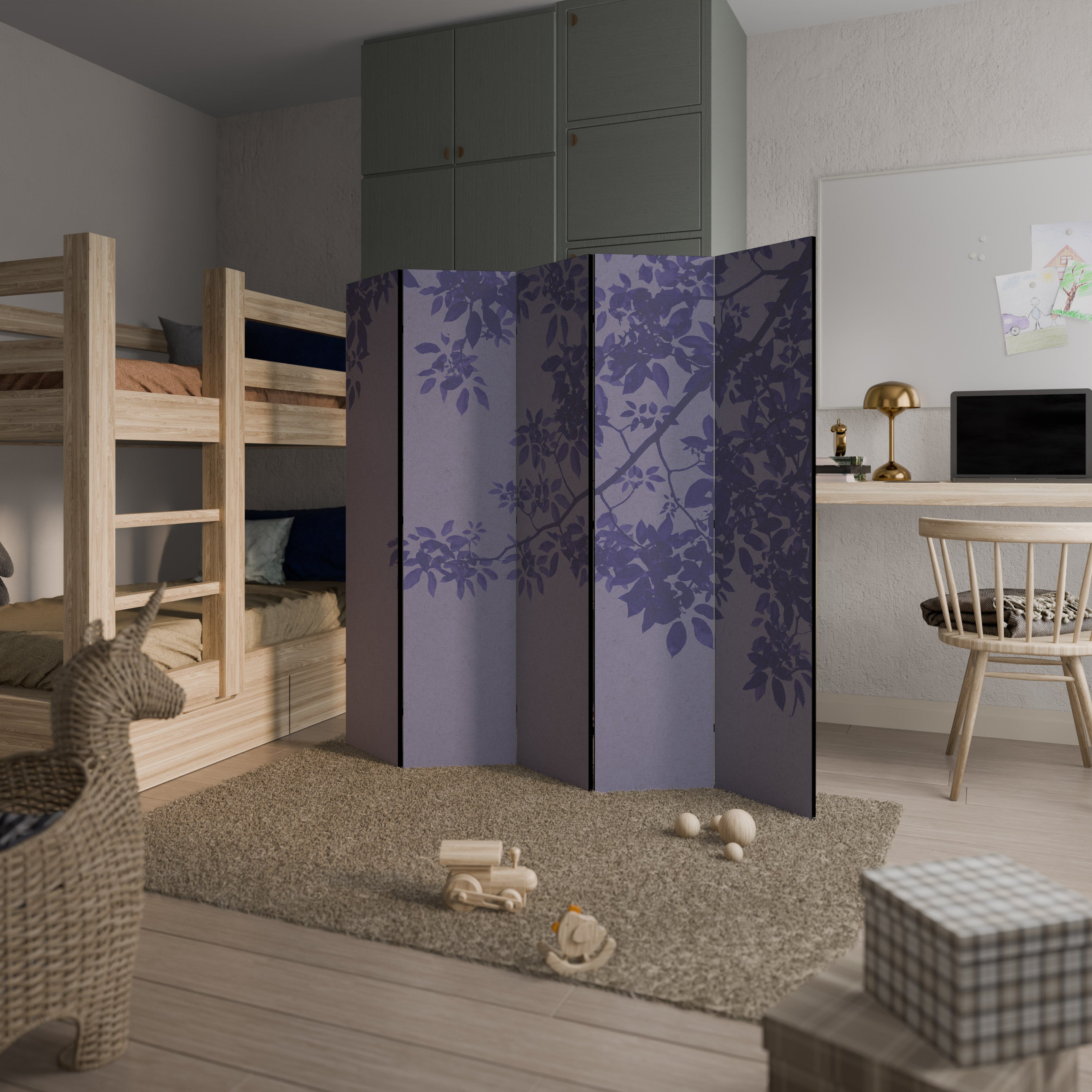 ELEGANT LEAFY VEIL Decorative 5-Panel Room Divider